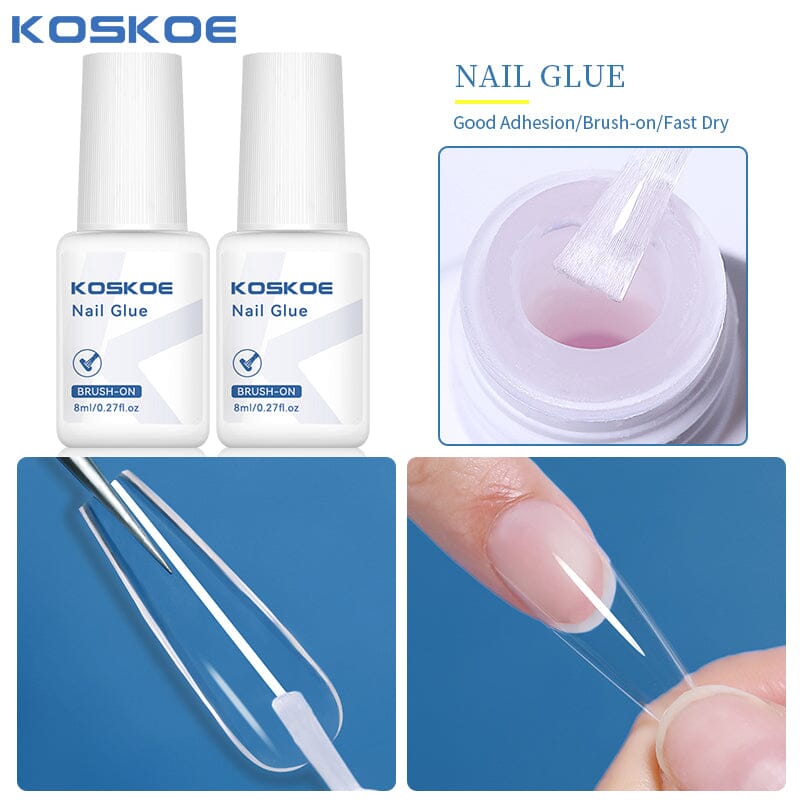 KOSKOE Professional Nail Glue 8ml - Strong & Quick Drying Nail Adhesive for Acrylic Nails, Press On Nails & Nail Art - Perfect for Salon & Home Use