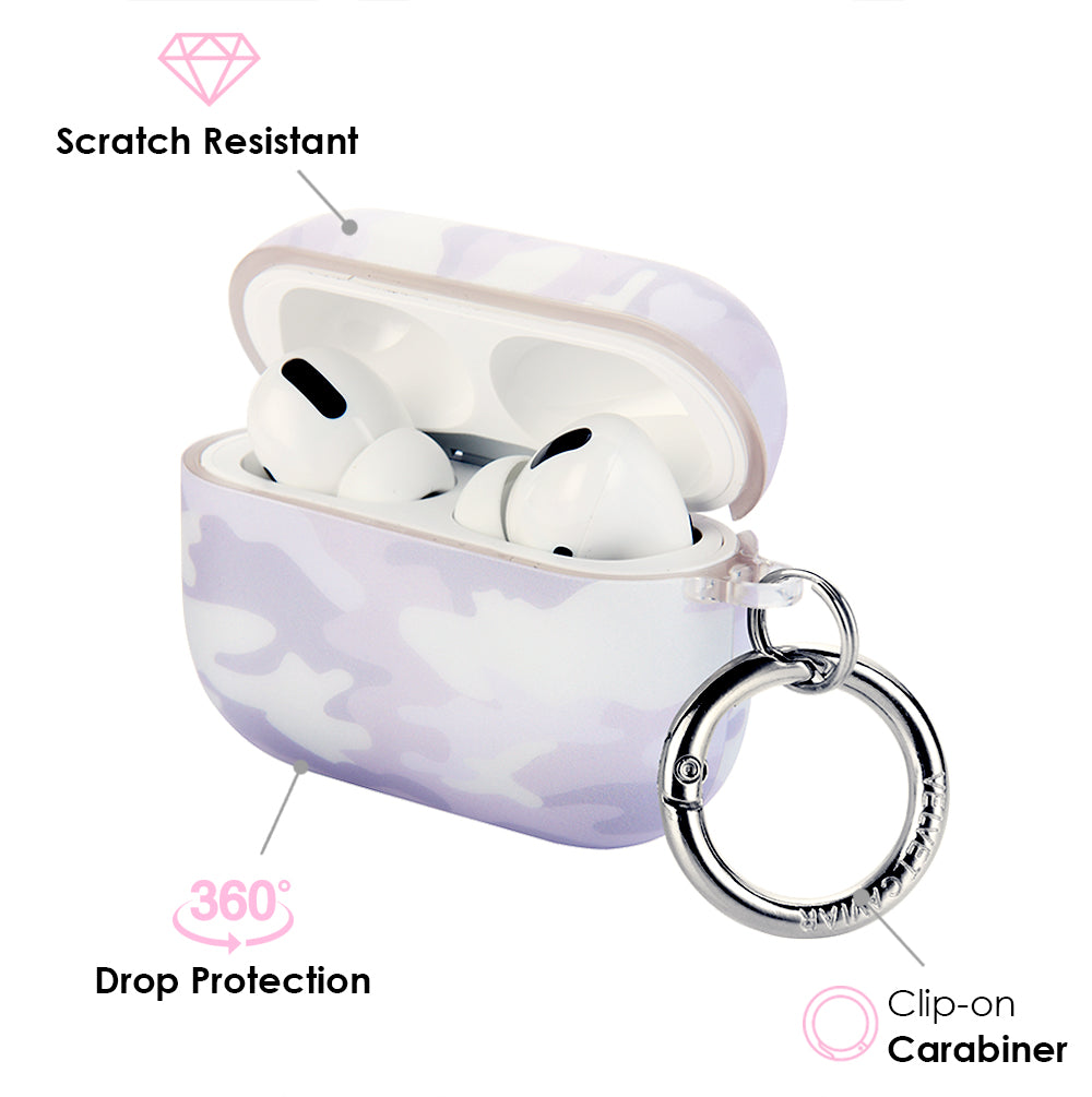 White Clouds Camo AirPods Case - Protective Cover for Apple AirPods 1/2/3 & Pro - Stylish Camouflage Design for Outdoor & Travel Use