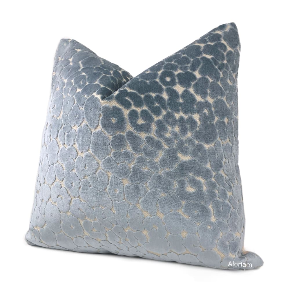 Phoebe Spa Blue Leopard Velvet Pillow Cover - Soft Decorative Throw Pillow Case for Sofa, Bed, Couch - Home Decor & Gift Idea for Women