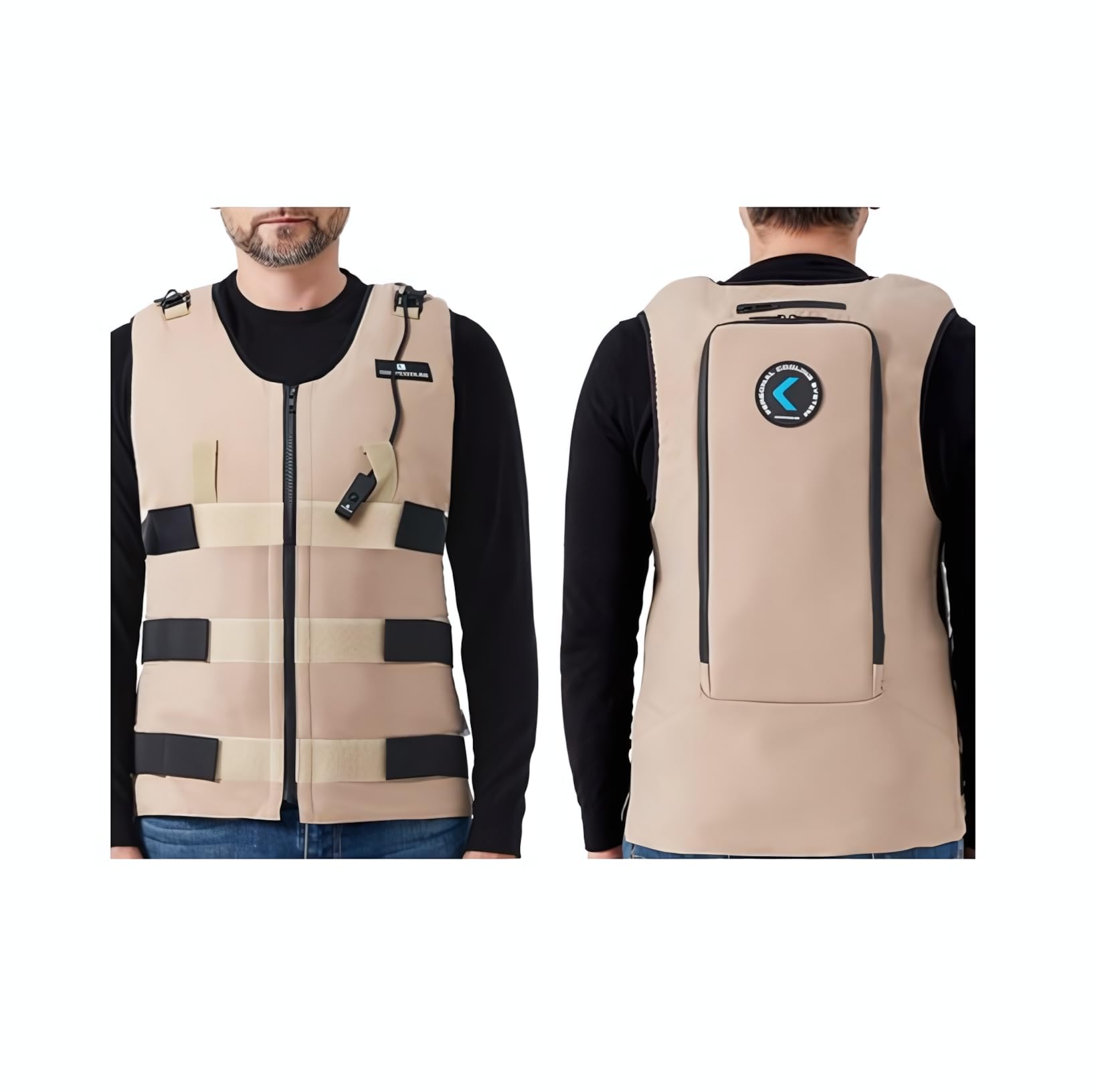 Biege UniVest ICE Cooling System - Lightweight Outerwear Cooling Vest with 2.5L Water Bladder & Flow Control - Perfect for Outdoor Work, Construction, Hiking & Hot Weather Activities