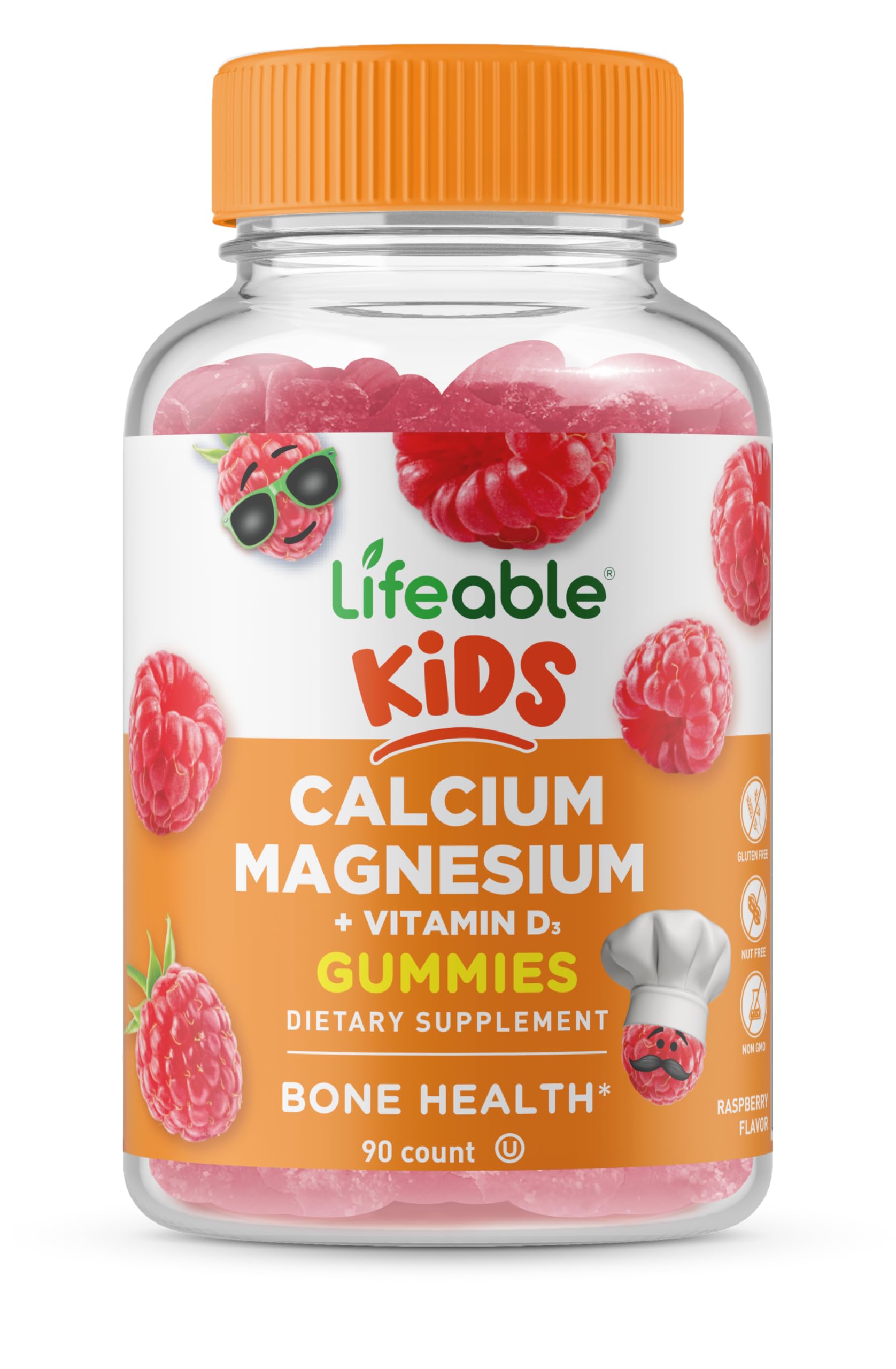 Lifeable Kids Calcium Magnesium Vitamin D Gummies - Tasty Bone & Teeth Health Supplement for Children (90 Count) | Supports Strong Bones & Healthy Teeth Growth | Perfect for Picky Eaters & Active Kids