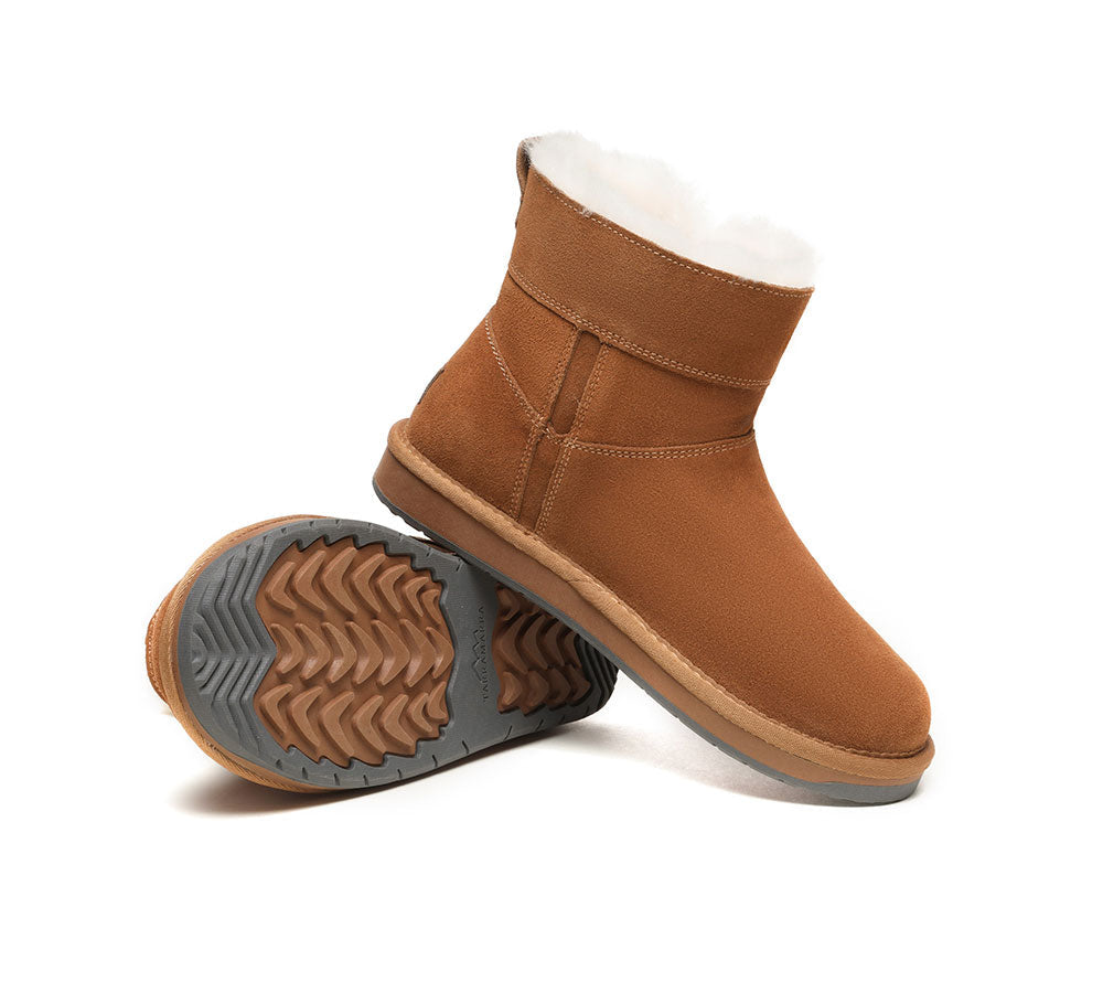 TARRAMARRA® Women's UGG Boots - Genuine Sheepskin Wool Ankle Boots with Side Zipper | Malena Style | Perfect for Winter, Snow & Casual Outfits