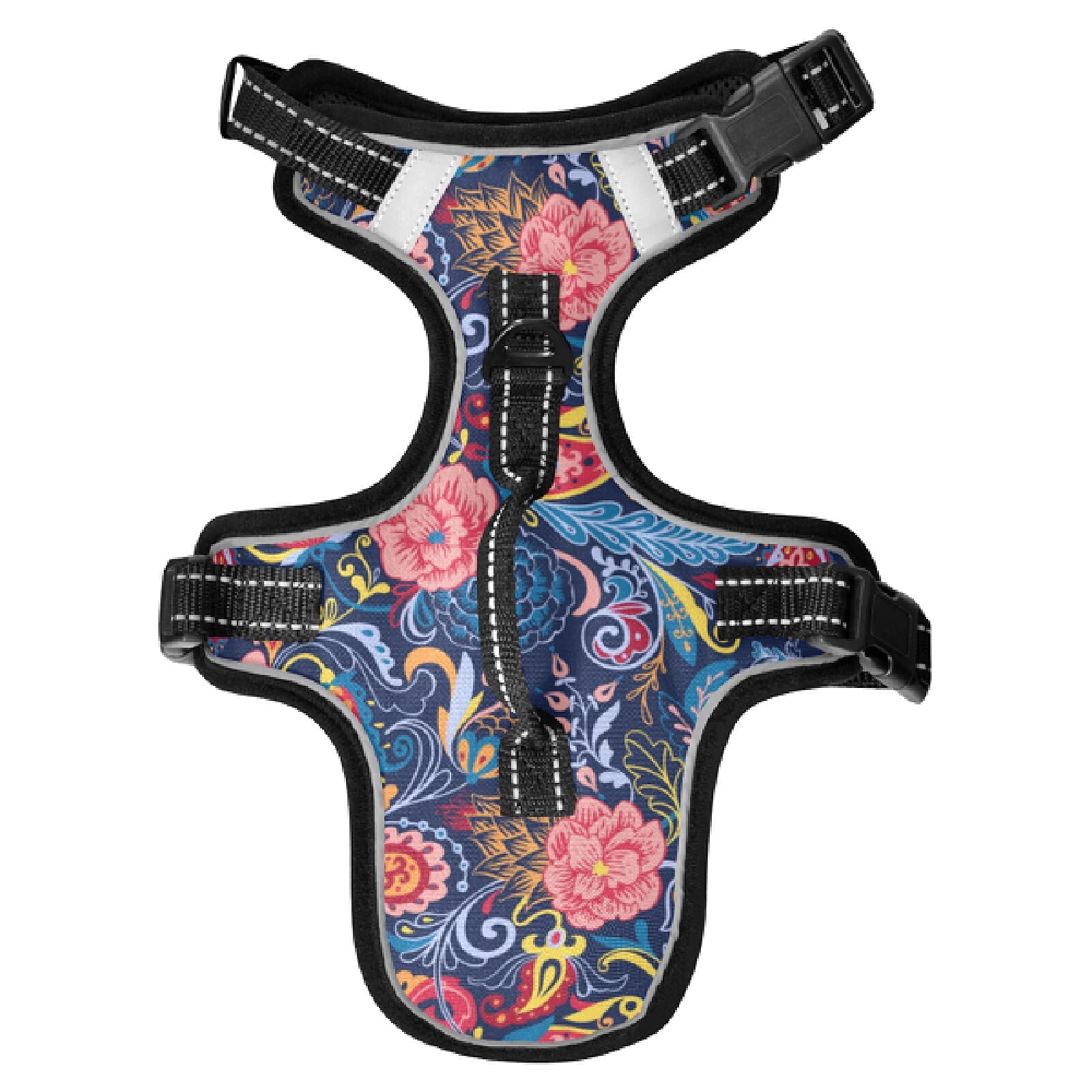 Xigua Paisley Flower Dog Harness - No Pull Reflective Pet Vest for Small & Medium Dogs with Breathable Nylon Handle | Perfect for Walking, Running & Outdoor Adventures