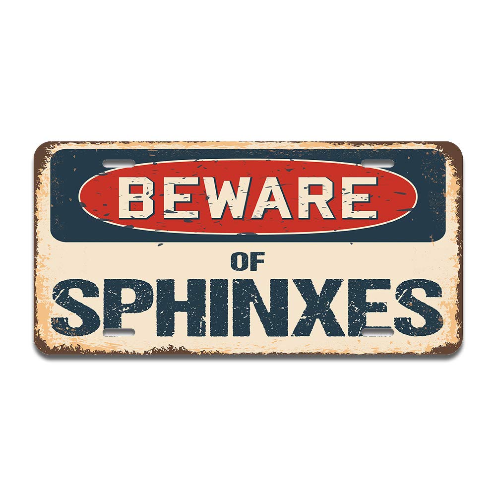 SignMission Beware of Sphinxes 12x6 Inch Aluminum License Plate - Universal Fit for Cars, Trucks, SUVs, RVs & Trailers - Durable US-Made Metal Tag - Perfect for Road Trips, Car Shows & Unique Vehicle Customization