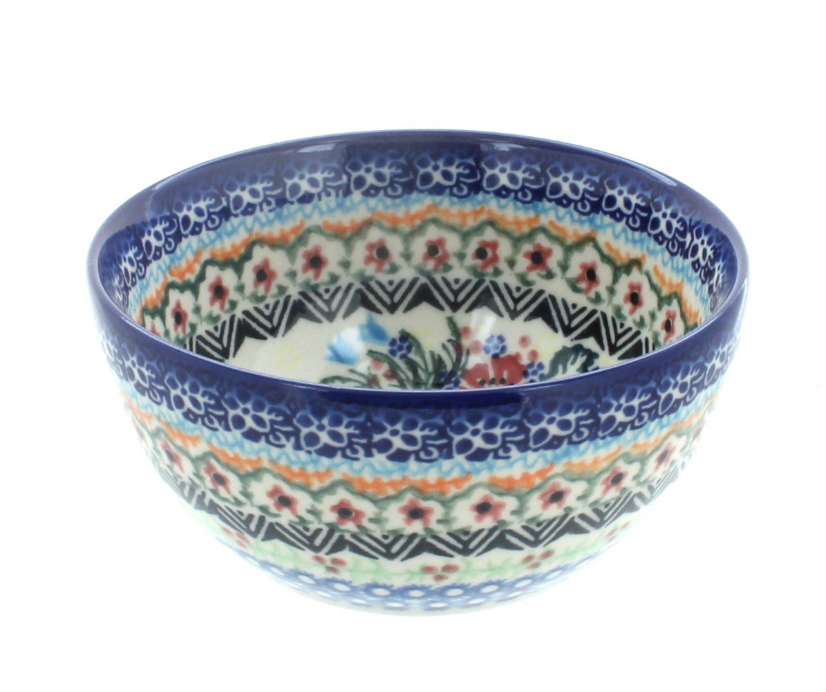 Blue Rose Polish Pottery Ashley Dessert Bowl - Handmade Ceramic Serving Dish for Ice Cream, Fruit, Salad | Perfect for Dining Table, Kitchen Decor & Gift