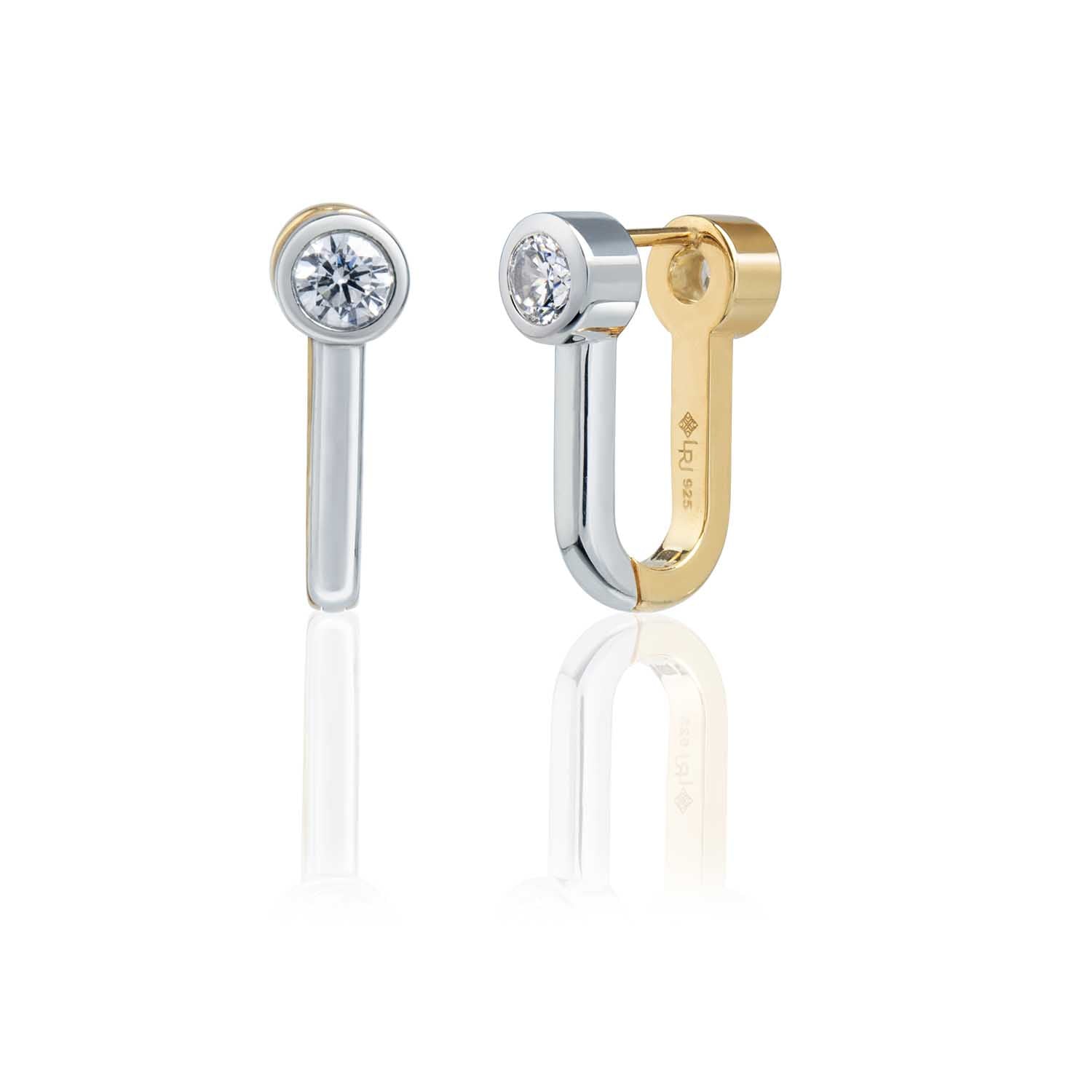 Harmony Stone Reversible Hoop Earrings for Women - Sterling Silver & Gold Plated Dangle Earrings - Trendy Boho Jewelry for Everyday Wear, Parties & Gifts