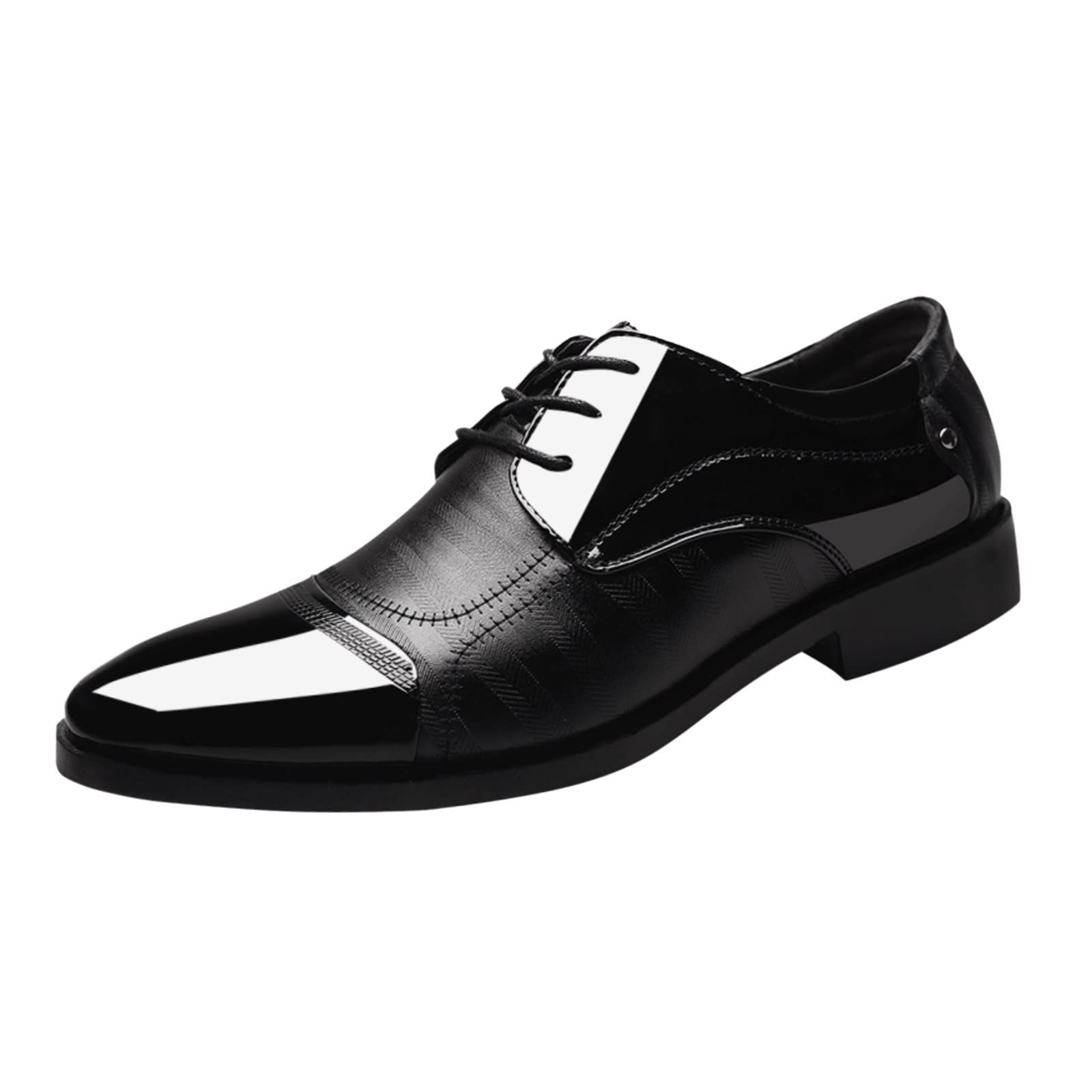 Men's Black Leather Loafers Dress Shoes - Size 8.5 Wide Width Comfortable Slip-On Business Casual Shoes for Office, Wedding & Formal Events
