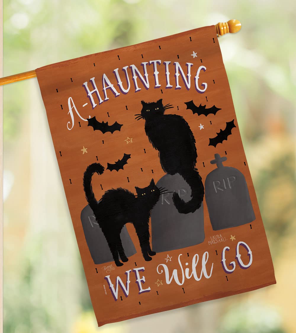 Haunting We Go Halloween House Flag 28x40