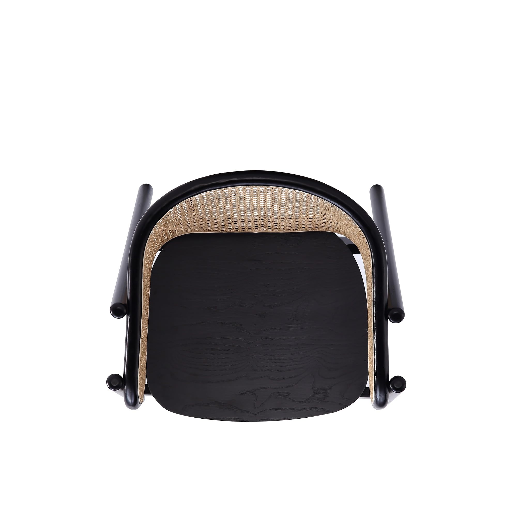 Versailles Rattan Cane Accent Chair - Solid Ash Wood Frame, Ergonomic Curved Seat, Fully Assembled Armchair for Living Room, Bedroom or Patio - Black/Natural - Stylish Home Decor & Comfortable Seating Solution