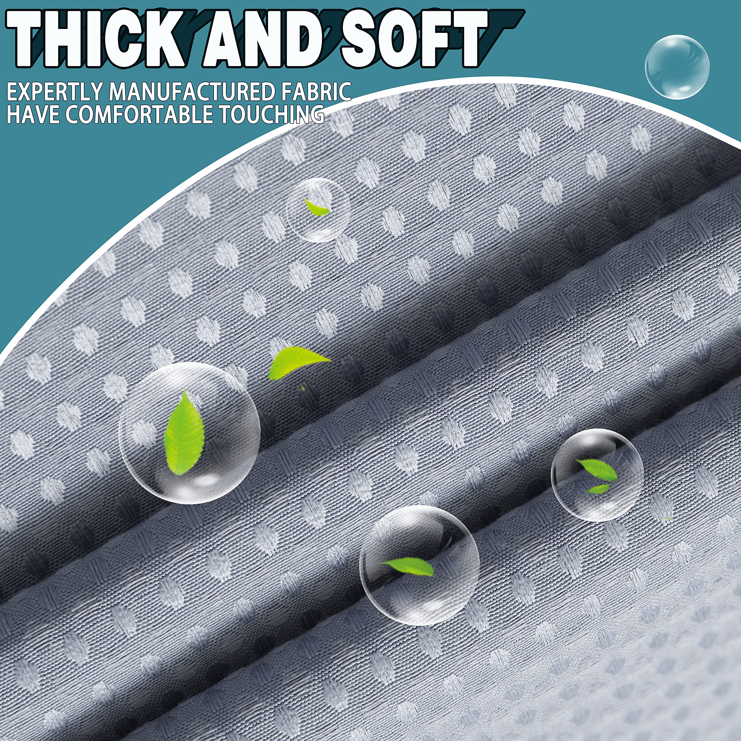 Conbo Mio Waffle Weave Hotel Style Shower Curtain with Snap-in Liner - Waterproof, Machine Washable Bathroom Shower Curtain (Waffle Grey, 71