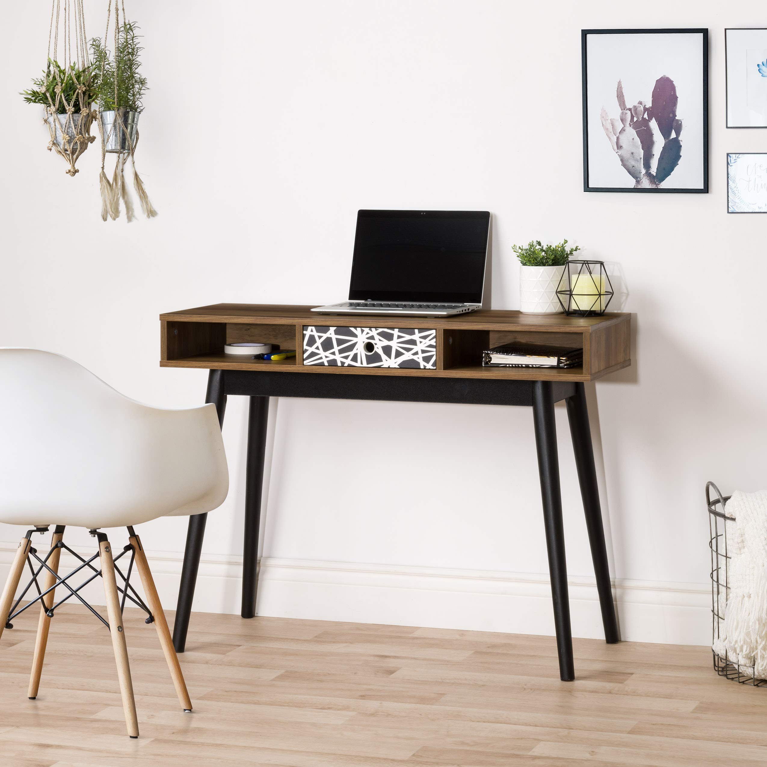 CorLiving Acerra Entryway Table with Drawer - Rustic Brown Wood Console Table, Small Desk for Hallway, Living Room & Office - Perfect for Storage & Home Decor