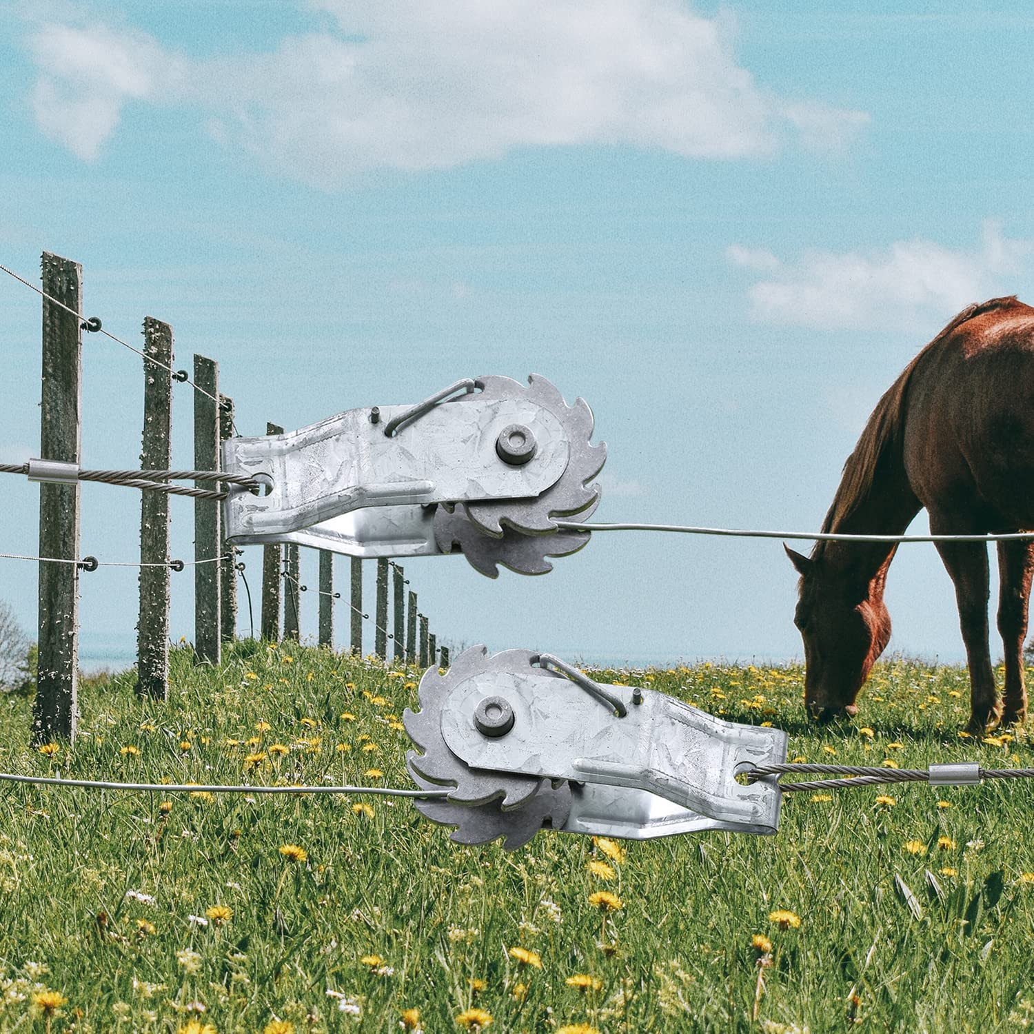 10PCS Heavy Duty Electric Fence Wire Strainer - Inline Wire Tensioner & Ratchet Tightener for Farm Fencing, Livestock Enclosure, and Agricultural Security (Durable Galvanized Steel Construction) - Perfect for DIY Farm Fence Installation, Pasture Maintenance, and Animal Containment
