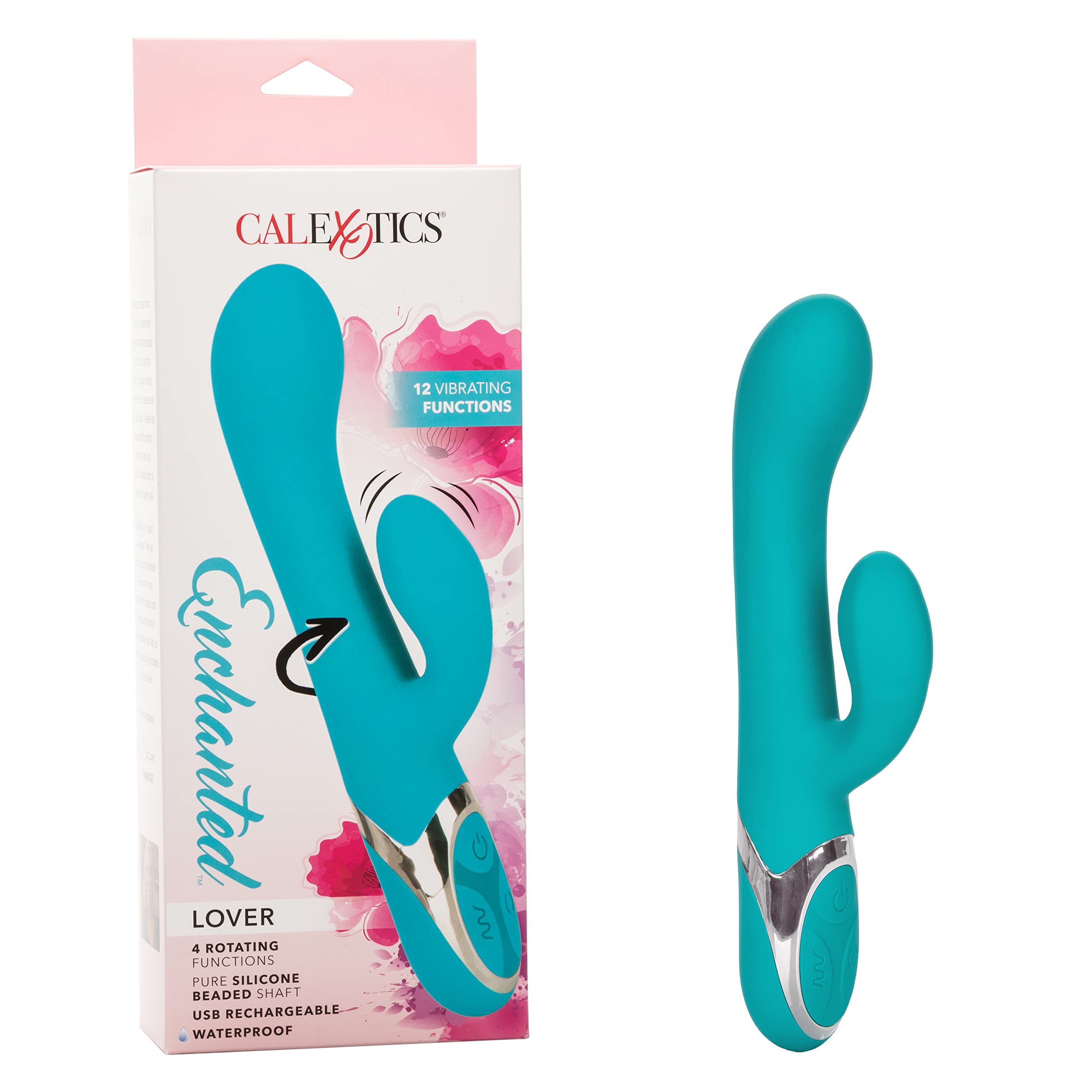 **CalExotics Enchanted Lover Massager - Waterproof Vibrator for Couples & Solo Play - G Spot & Clitoral Stimulation Rabbit Toy - Teal Blue - Perfect for Romantic Nights & Self-Care Moments**
