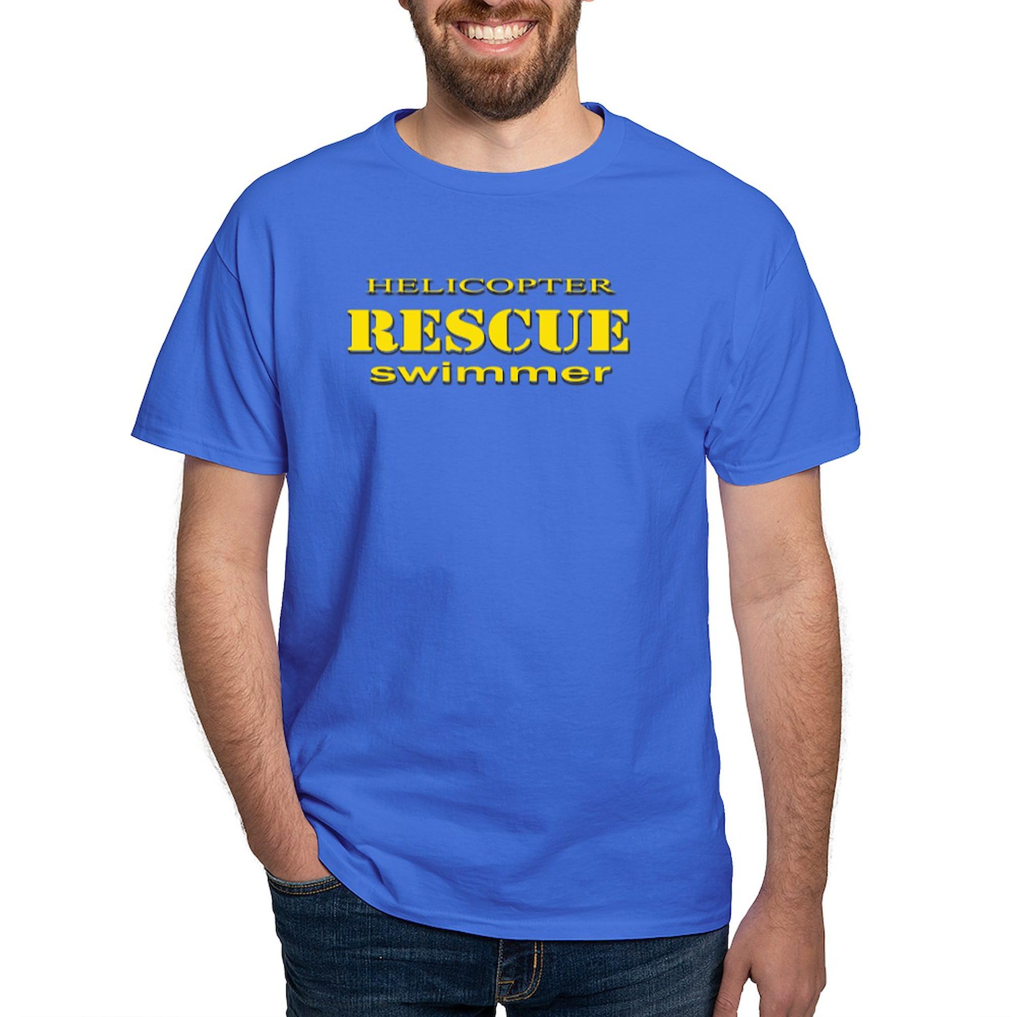 Helicopter Rescue Swimmer Graphic T-Shirt for Men - 100% Cotton Classic Dark Tee - Perfect for Military Enthusiasts, Aviation Lovers & Casual Wear