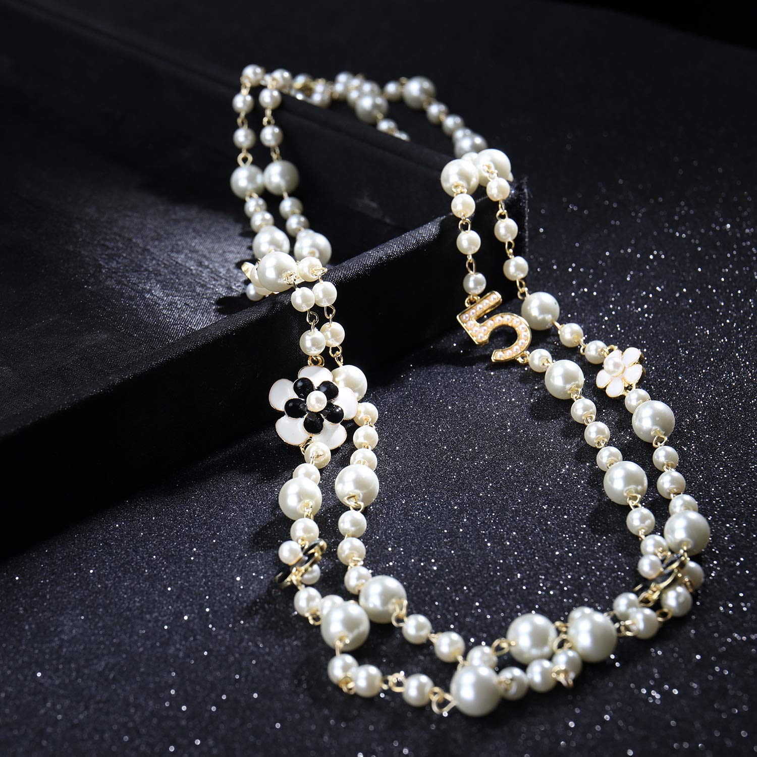 Elegant Women's Layered Imitation Pearl Necklace with Long Pendants - Perfect for Weddings, Parties & Everyday Fashion Accessories