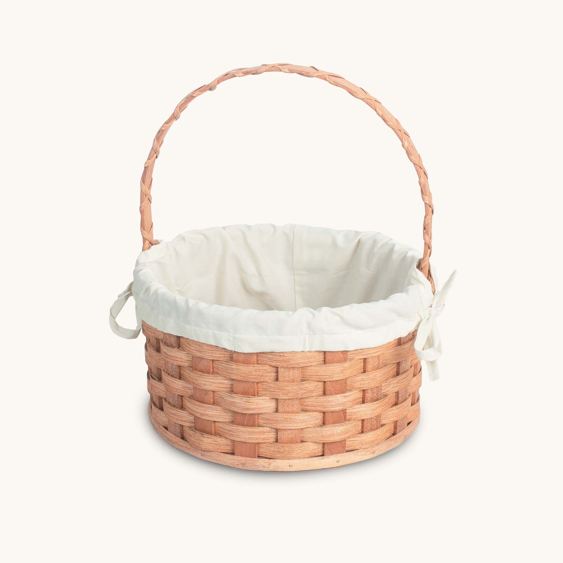 Amish Hand Sewn Linen Basket Liner for Medium Round Easter Baskets - Perfect for Easter Egg Hunts, Spring Decor & Gift Baskets