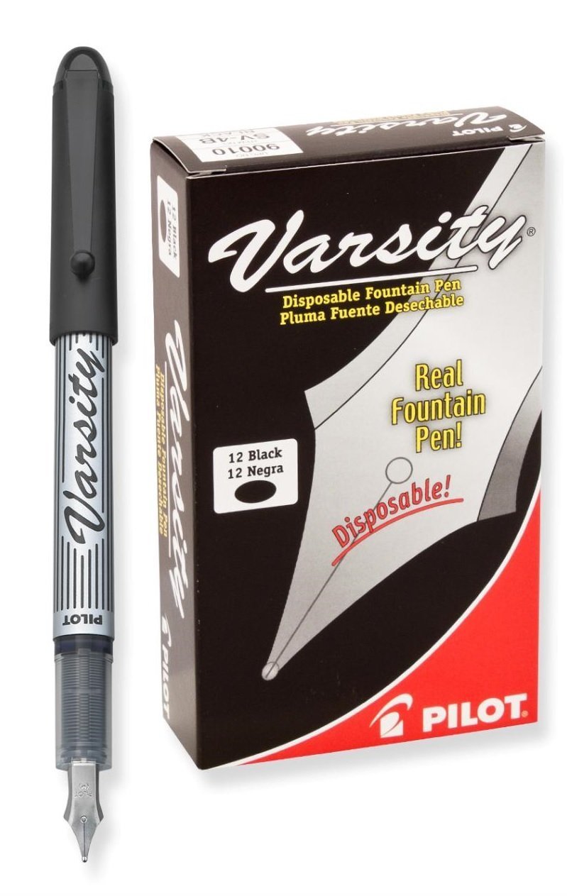 36 Pack Pilot Varsity Disposable Fountain Pens with Black Ink (90010) - Perfect for School, Office & Art Projects