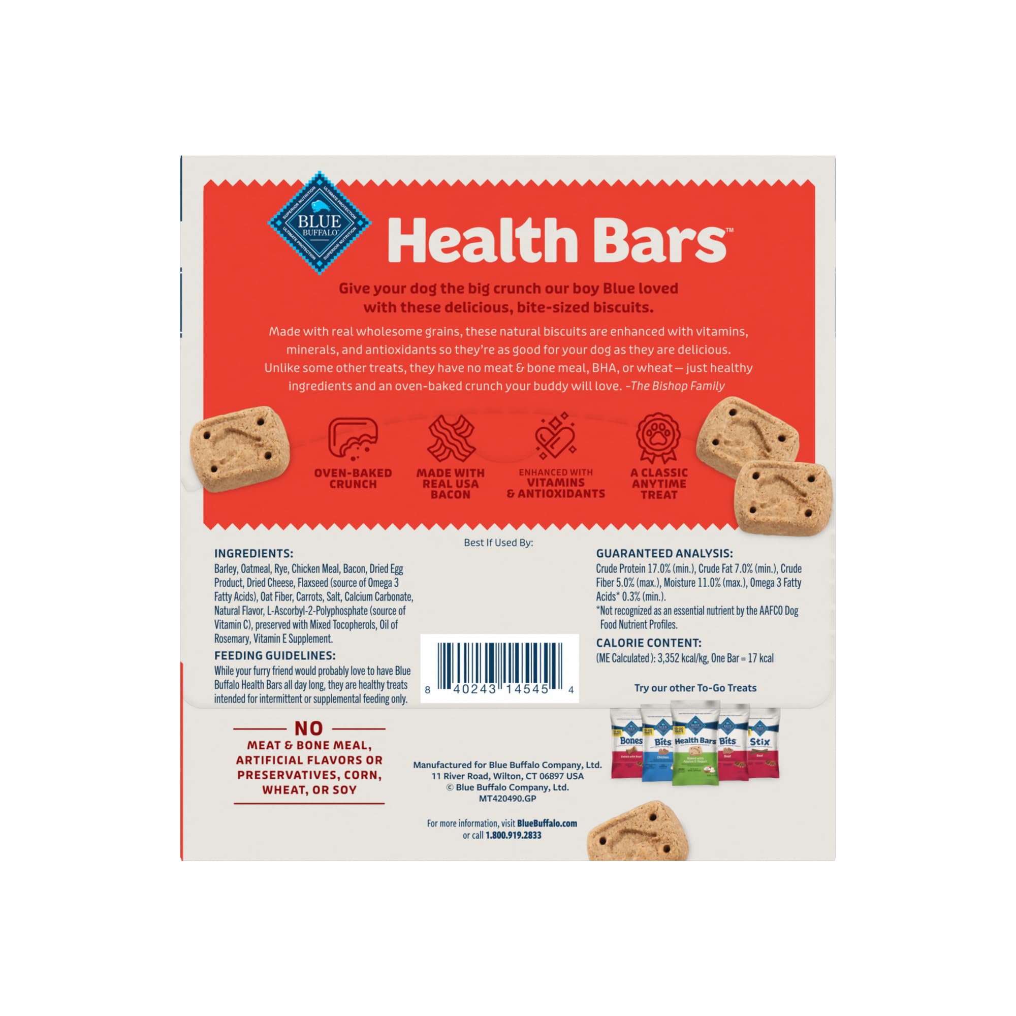 Blue Buffalo Health Bars Natural Crunchy Dog Treats - Mini Biscuits with Bacon, Egg & Cheese Flavor | Healthy Snacks for Small & Medium Dogs | Perfect for Training Rewards & Travel Treats