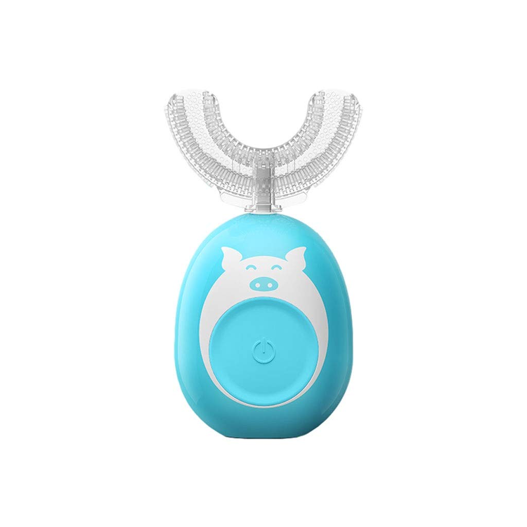 Rechargeable U-Shaped Electric Toothbrush for Kids Ages 2-12 - Soft Bristles, Teeth Whitening, Cute Blue Design (WFS) - Perfect for Daily Oral Care & Travel Use