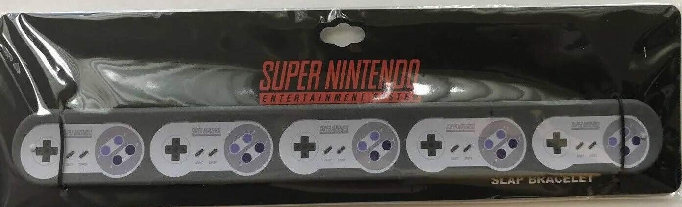 Bioworld Super Nintendo Slap Bracelet Classic Controller Edition - Retro Gaming Accessory for Nintendo Fans | Perfect for Cosplay, Gaming Events & 90s Nostalgia Collectors
