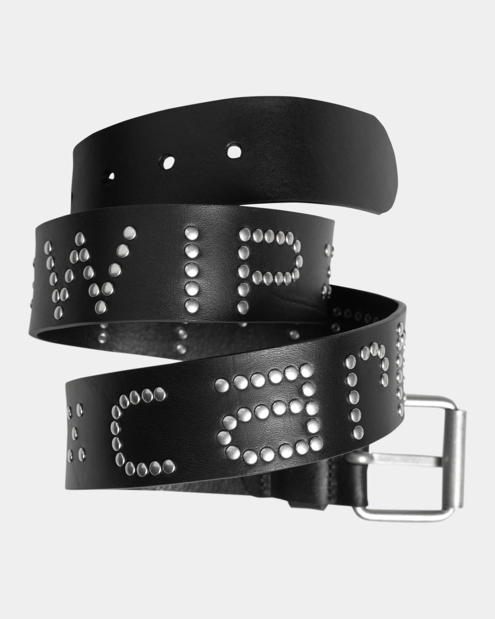 Script Studs Belt for Men & Women | Black & Silver Adjustable Waistband | Stylish Punk Rock Gothic Fashion Accessory for Jeans, Skirts & Outfits
