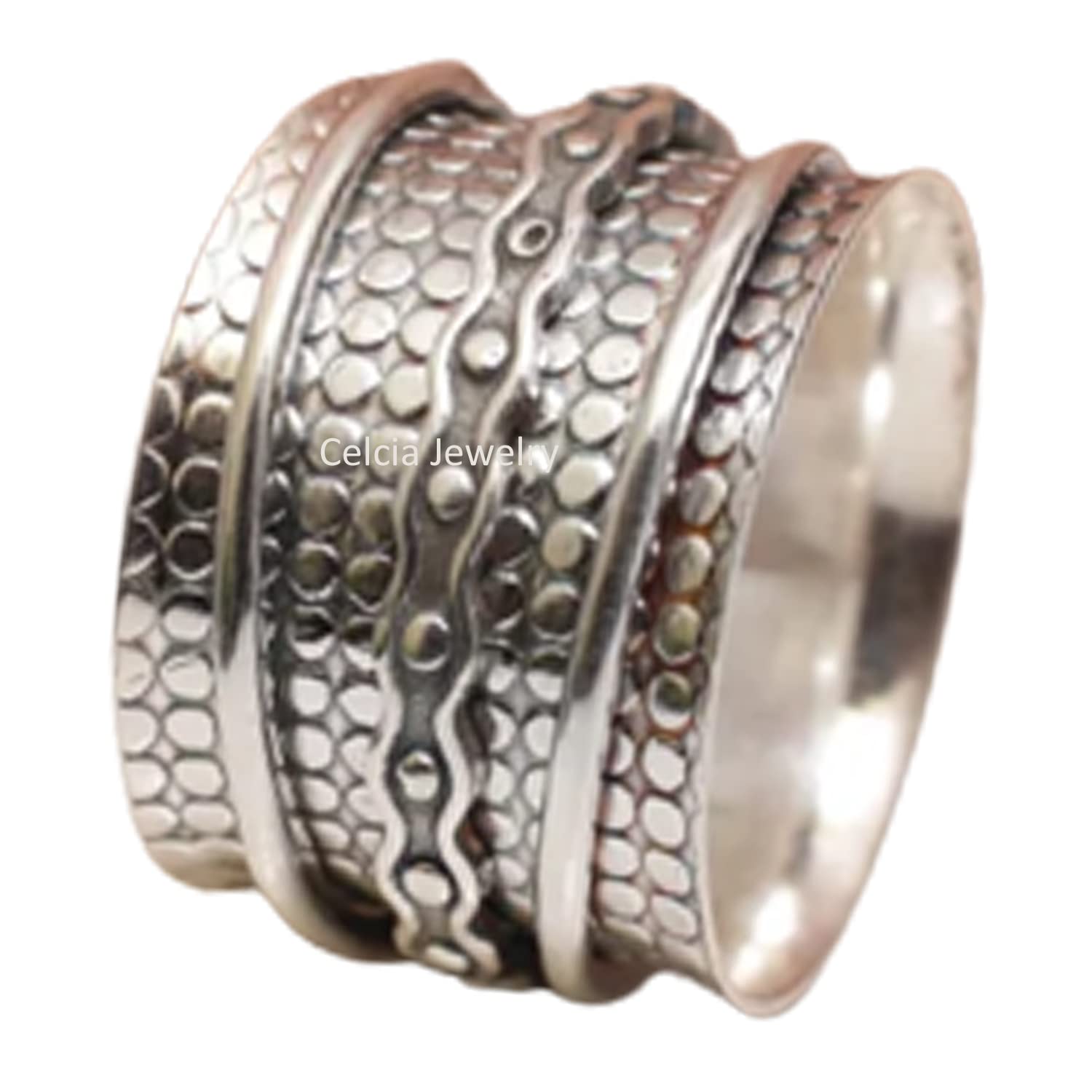 925 Sterling Silver Meditation Spinner Ring - Handmade Worry & Anxiety Relief Fidget Ring for Stress Relief, Size 7 | Perfect for Meditation, Office Focus & Calming Nervous Habits