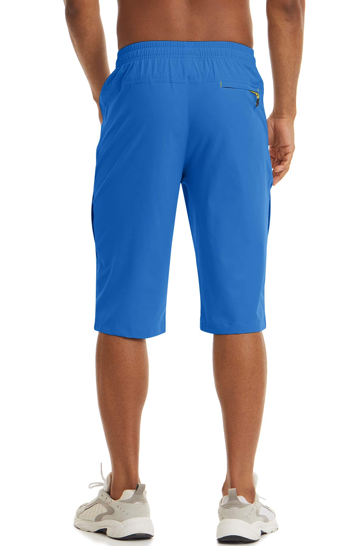 TACVASEN Men's Quick Dry Hiking 3/4 Long Capri Shorts - Athletic Workout Running Shorts with Zipper Pockets - Lightweight & Breathable for Outdoor Activities, Gym, Travel & Summer Sports