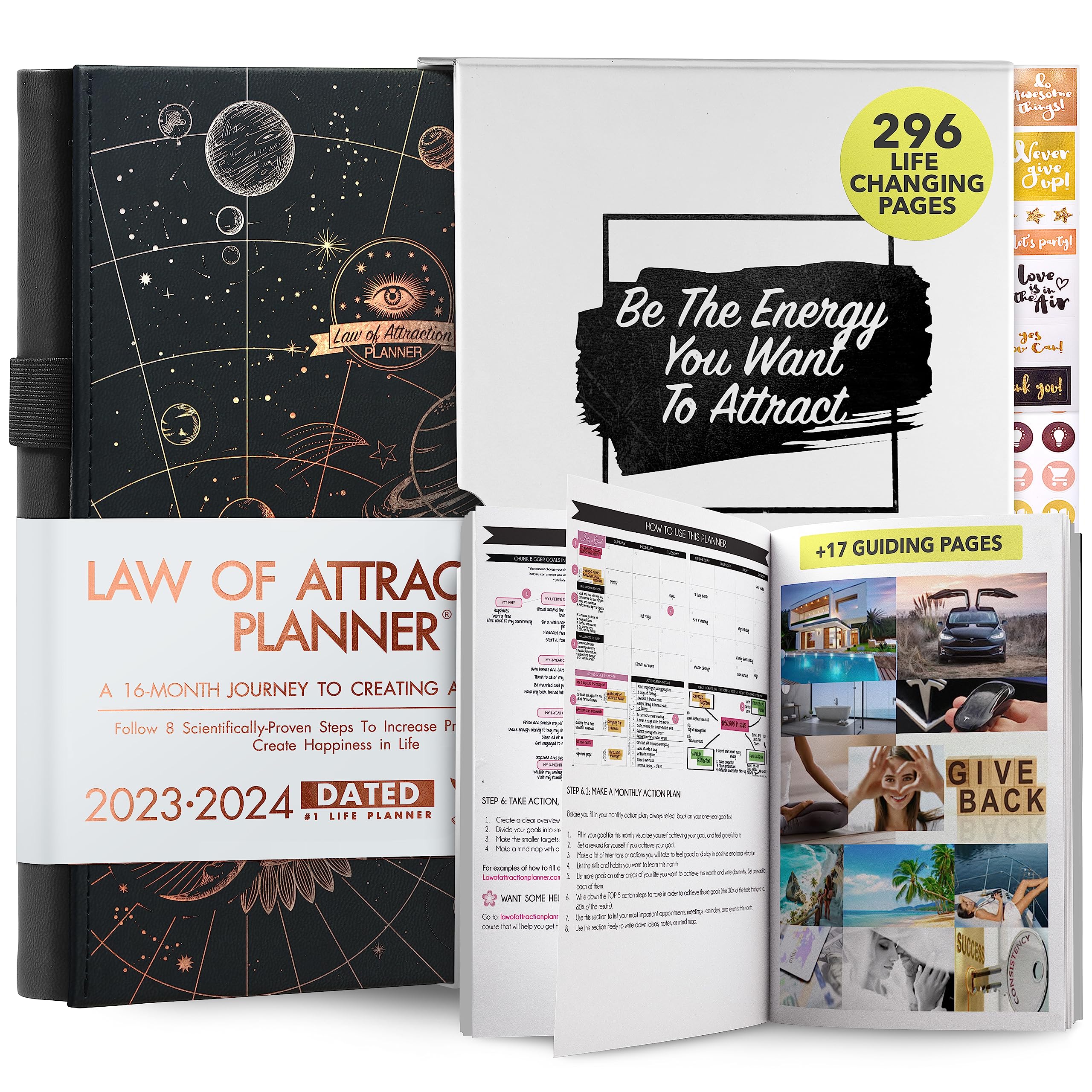 Law of Attraction Planner 2023-2024 | 16-Month Weekly & Monthly Productivity Planner | ADHD Planner with Hourly Scheduling | A5 Size for Work, Goals & Happiness | Perfect for Manifestation, Time Management & Daily Organization