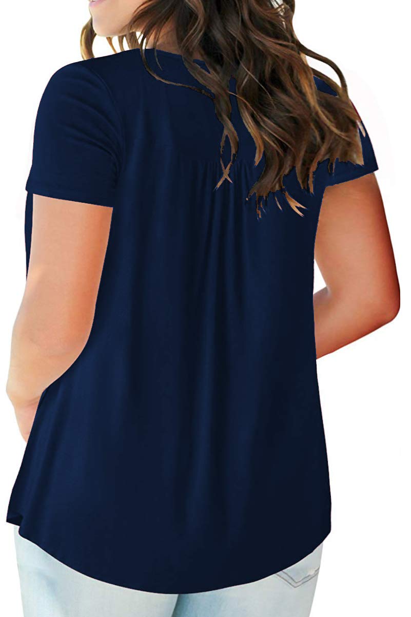 Plus Size Women's Summer Henley Shirts - Flowy Tunic Tops & Tees for Casual Wear, Work & Vacation Outfits