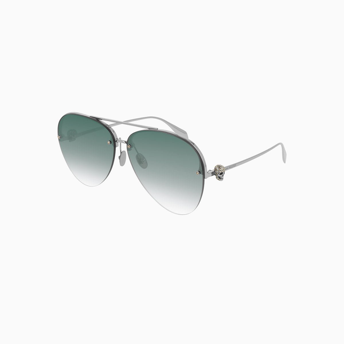 Alexander McQueen Silver Green Sunglasses for Women - Luxury Designer Shades for Fashion & UV Protection | Perfect for Beach, Driving & Outdoor Activities