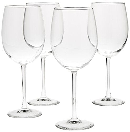 Premium Amazon Basics All Purpose Wine Glasses - 19oz (Set of 4) - Stemware for Red Wine, White Wine, Cocktails & Beverages - Perfect for Dinner Parties, Weddings & Home Entertaining