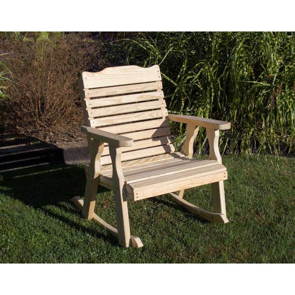 Premium Treated Pine Crossback Rocking Chair - Weather-Resistant Outdoor Patio Furniture for Garden, Porch & Backyard Relaxation