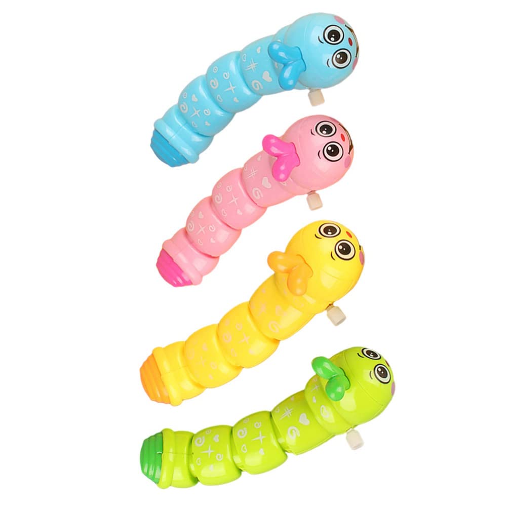 Gadpiparty 4-Piece Winding Caterpillar Toys - Colorful Wagging Clockwork Caterpillar Set, Fun Cartoon Wind-Up Toys for Kids | Perfect for Birthday Parties, Classroom Rewards & Early Learning Playtime