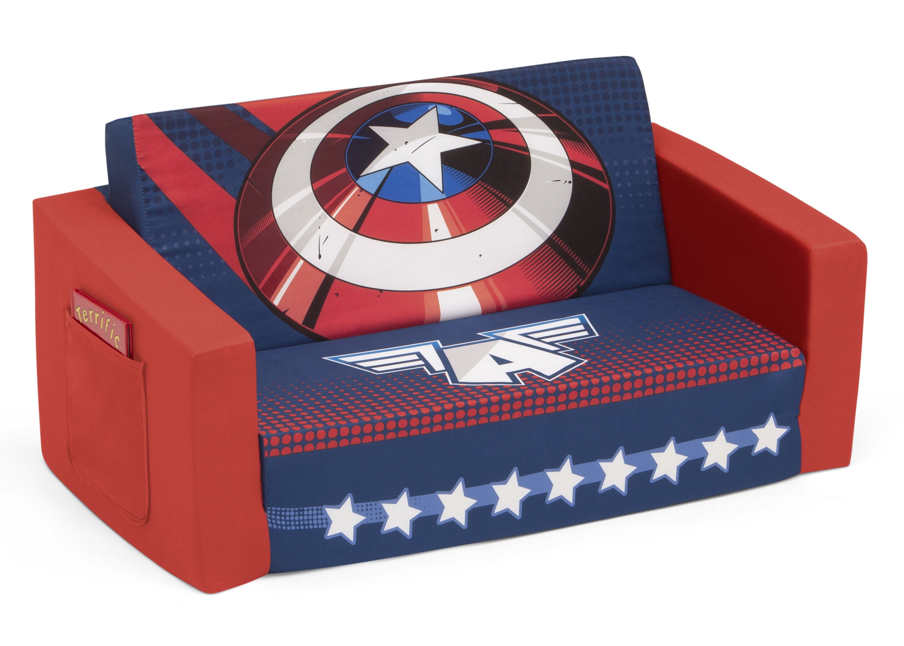 Avengers Cozee Flip Out Sofa - 2 in 1 Convertible Kids Sofa & Lounger for Bedroom, Playroom & Movie Nights - Marvel Superhero Furniture for Boys & Girls