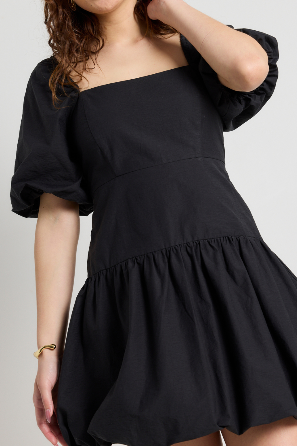 Composure Black Puff Short Sleeve Bubble Mini Dress - Women's Fashion Summer Party Cocktail Dress for Night Out & Date Night