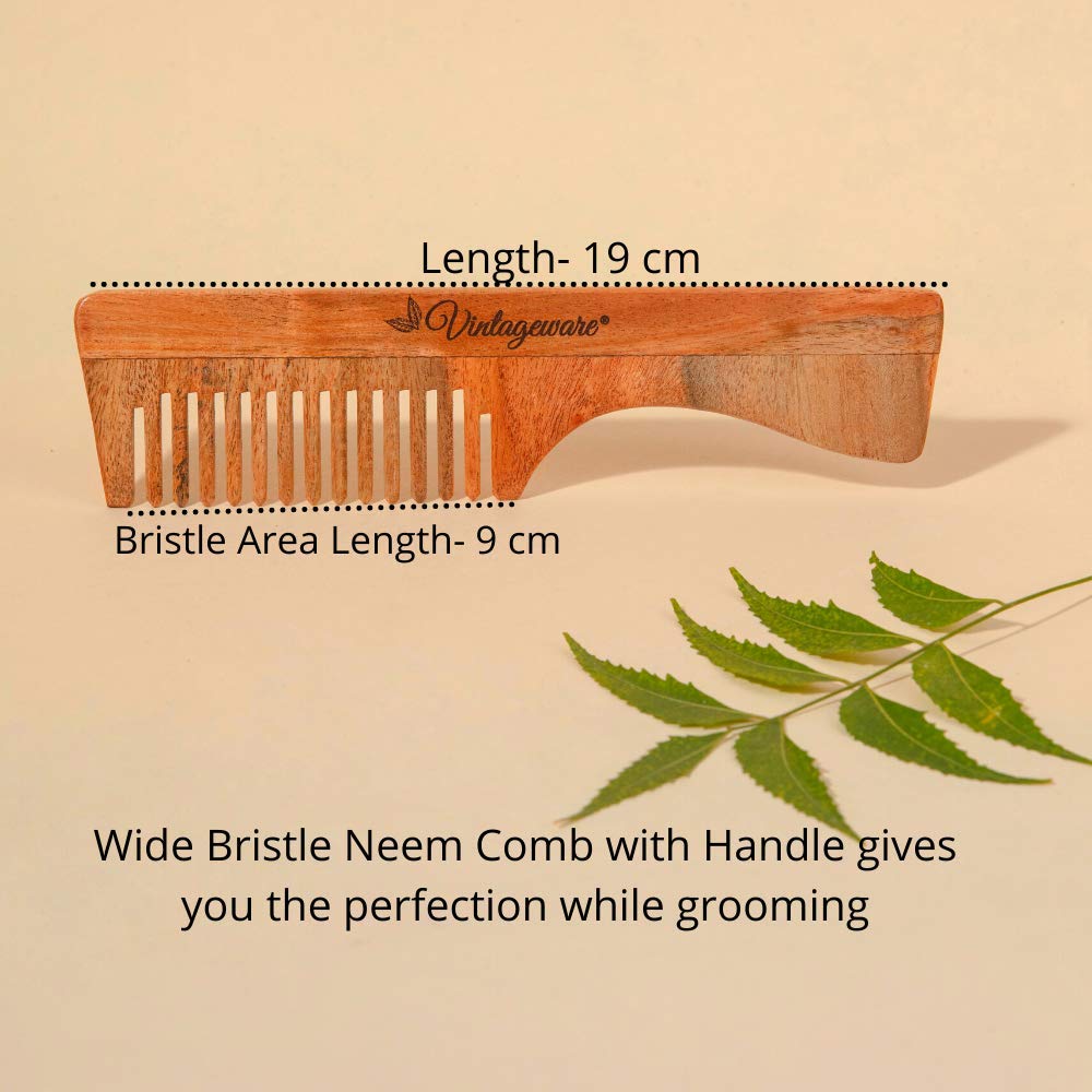 Natural Ayurvedic Neem Wood Anti-Dandruff Comb for Men & Women - Wide Tooth Scalp Massager (Pack of 2) - Promotes Hair Growth & Reduces Dandruff - Perfect for Daily Hair Care & Scalp Health