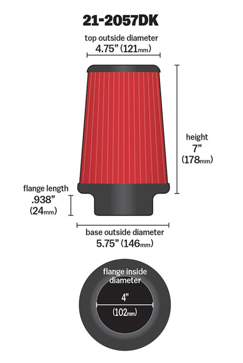 AEM Dryflow 4in x 7in High Performance Air Filter - Perfect for Trucks, SUVs & Off-Road Vehicles