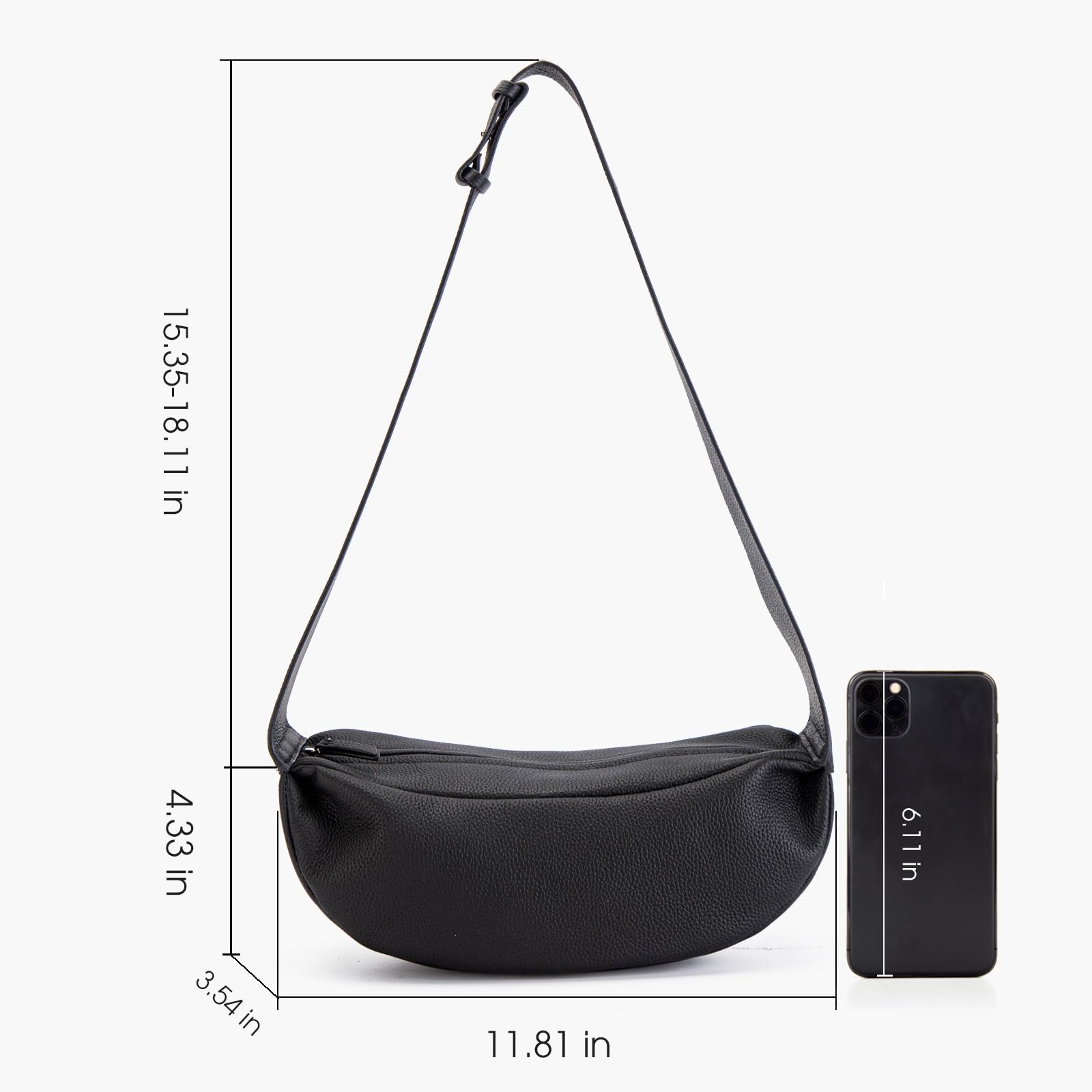 Genuine Leather Crossbody Sling Bags for Women - Minimalist Casual Chest Bag with Adjustable Wide Strap | Perfect for Travel, Shopping & Everyday Use