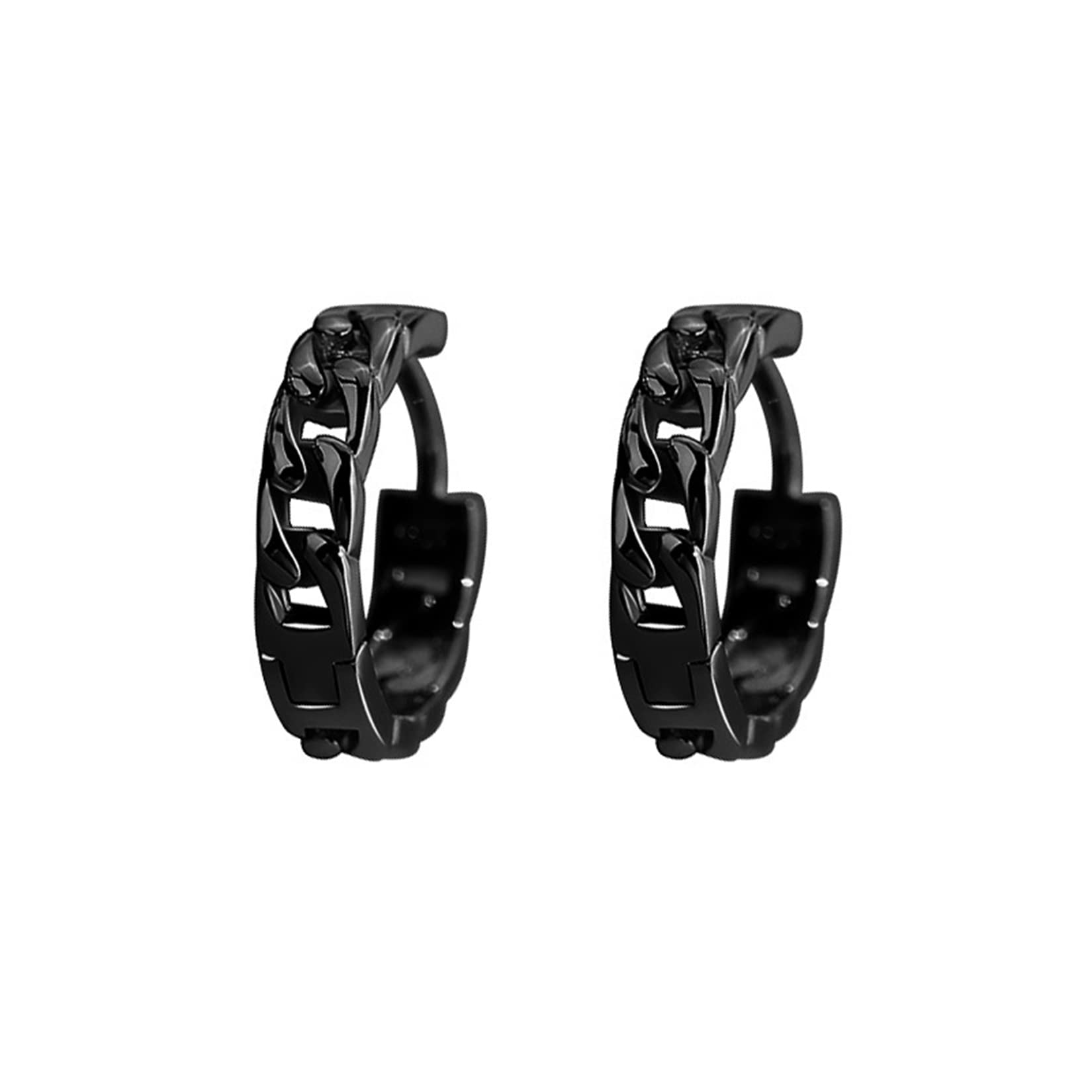 UNeedVog Cuban Link Chain Hoop Earrings for Men & Women - 14K Gold Plated Huggie Hoops - Trendy Hip Hop Jewelry Gift for Parties, Dating & Night Out