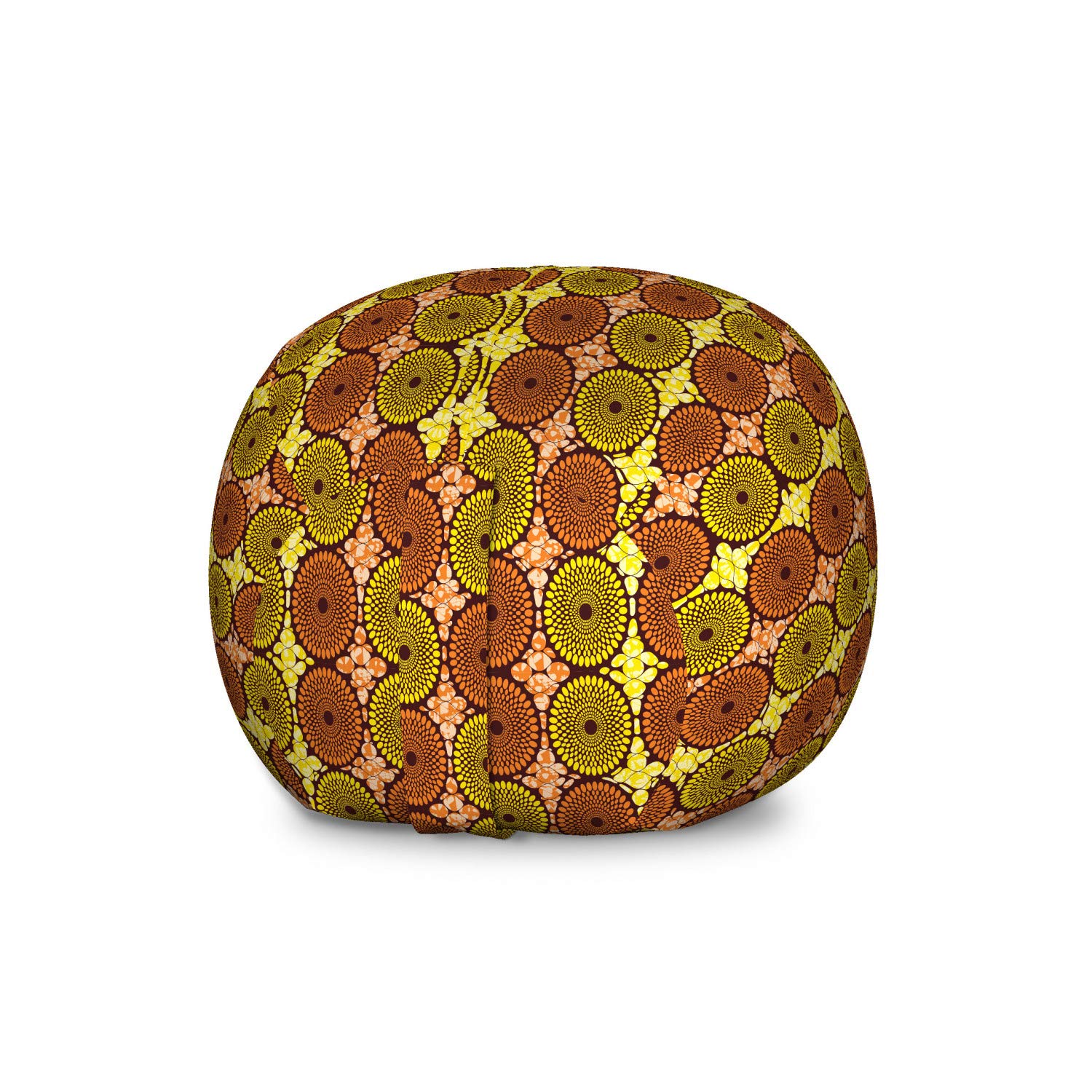 Ambesonne Abstract Toy Storage Bag Chair - Large Washable Stuffed Animal Organizer with Intricate Round Ornamental Pattern in Yellow & Dark Orange | Perfect for Kids' Room, Playroom & Nursery Organization