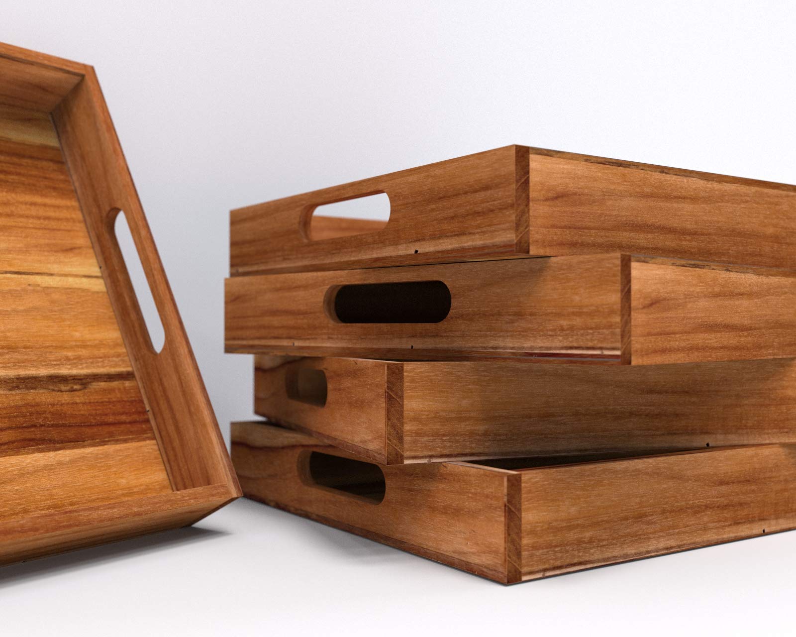 Handcrafted Teak Wood Serving Tray with Handles - Elegant Housewarming, Kitchen & Baking Gift for Women - Perfect for Entertaining, Breakfast in Bed & Home Decor