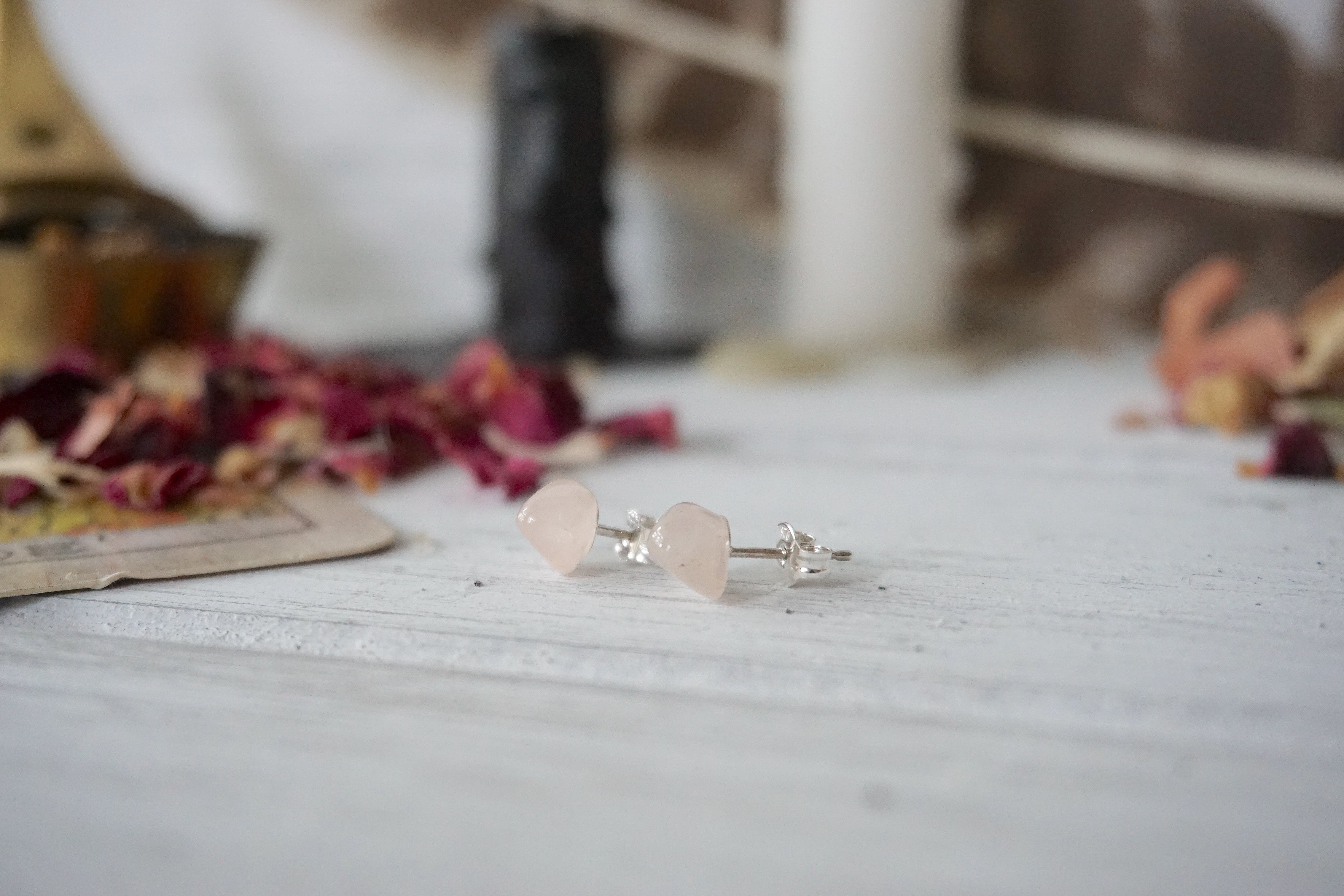 Rose Quartz Crystal Stud Earrings for Women – AURA STUD EARRINGS COLLECTION – Healing Stone Jewelry for Everyday Wear & Special Occasions