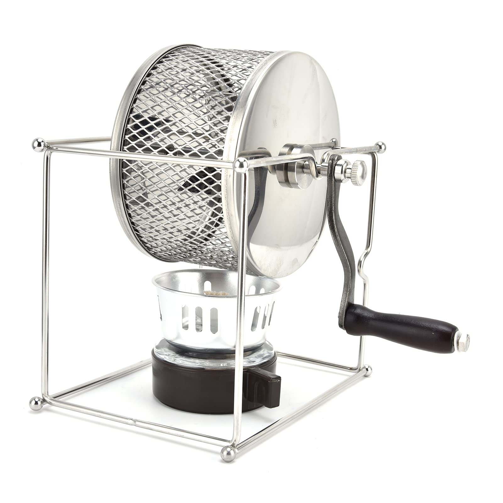 Hand-Cranked Coffee Bean Roaster - Small Temperature-Controllable Manual Coffee Roaster with Rectangular Stand - Perfect for Home Coffee Roasting, Specialty Coffee Shops & Camping