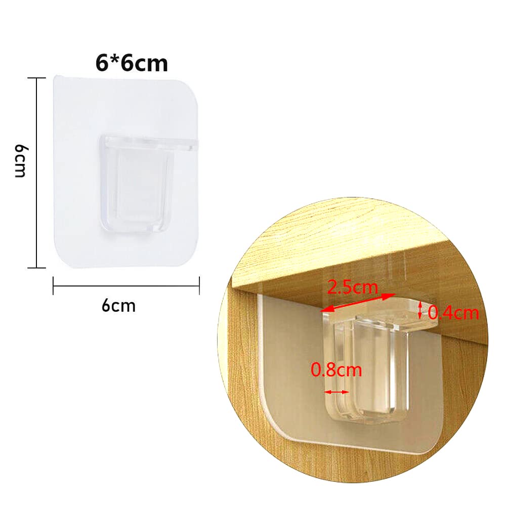 Clear Plastic Shelf Brackets - 10 Pack, Punch-Free Self-Adhesive Cabinet Supports for Kitchen, Closet & Book Shelves - Transparent Furniture Organizers for Easy Installation & Space Saving