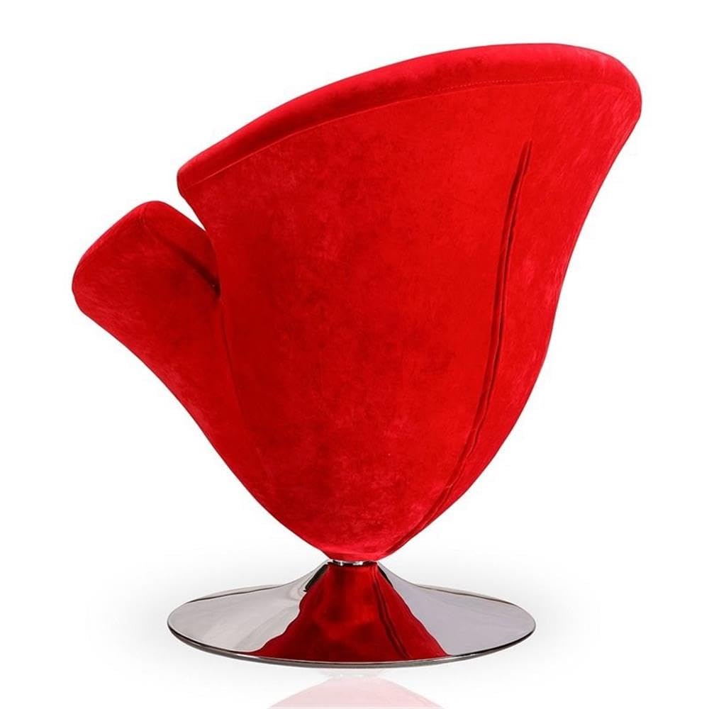 Velvet & Metal Swivel Accent Chair - Red Upholstery with Polished Chrome Base | Modern Living Room, Bedroom, or Office Seating for Home Decor