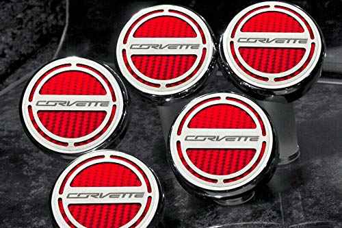 2014-2019 C7 Corvette Automatic 5-Piece Red Engine Cap Covers with Corvette Logo - Upgrade Your Corvette's Engine Bay for Car Shows & Performance Enhancement