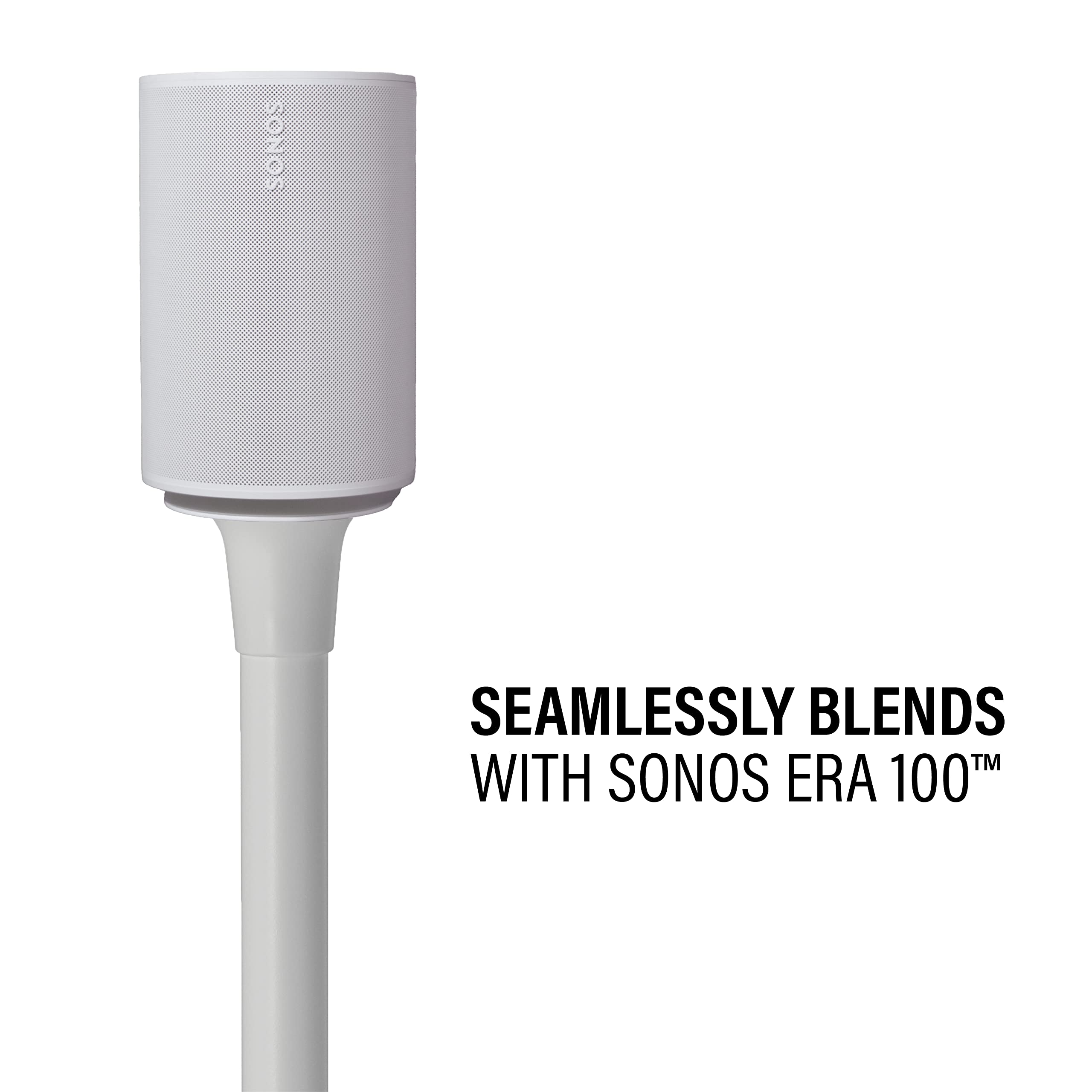 Sanus Wireless Speaker Stand for Sonos Era 100™ - Pair White | Premium Adjustable Height Speaker Stands for Secure Mounting | Perfect for Home Theater, Living Room & Office Audio Setup