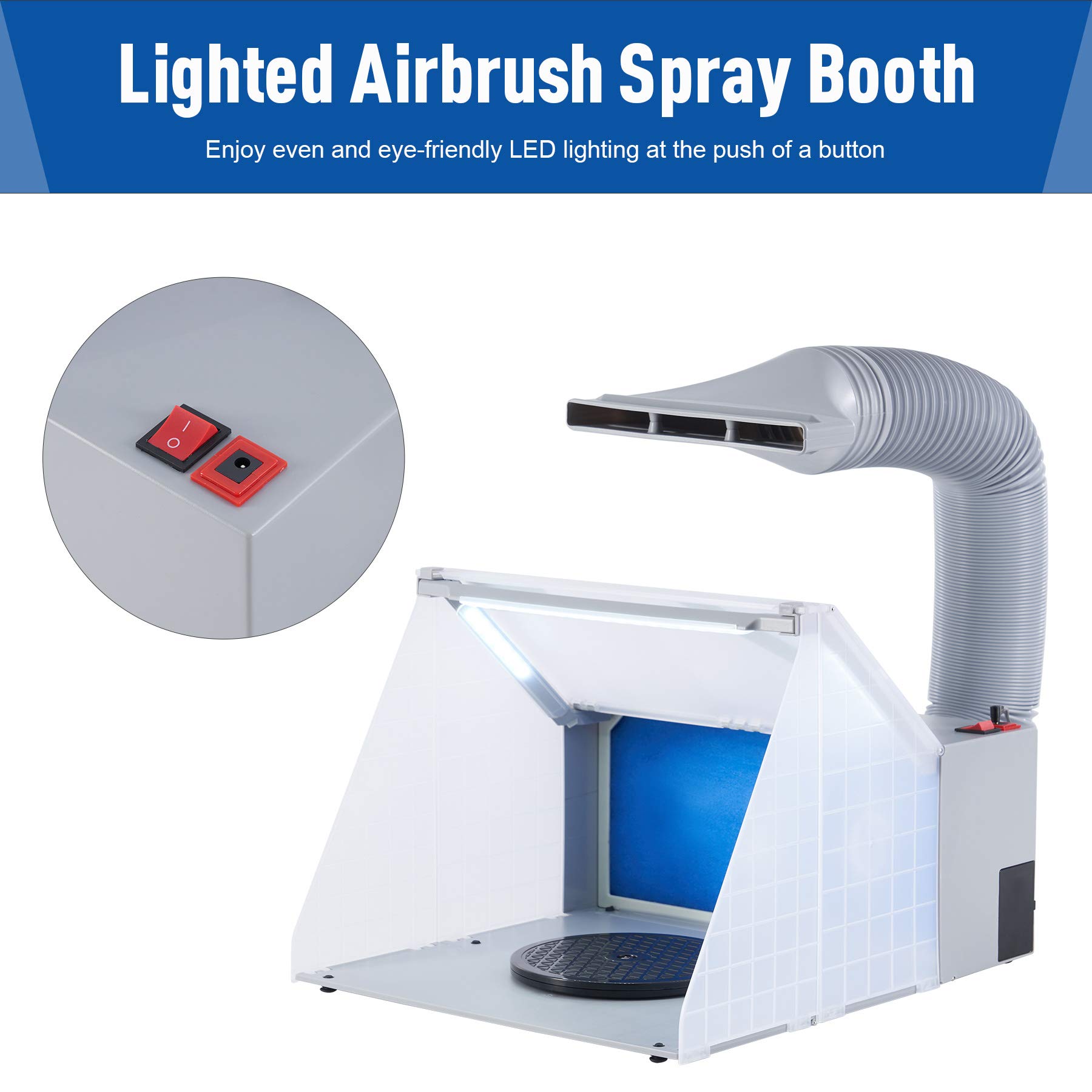 CO-Z Portable Airbrush Spray Booth Kit with 3 LED Lights, 141 CFM Exhaust Fan & Turntable - Professional Painting Station for Model Crafts, Miniatures & DIY Art Projects - Perfect for Hobbyists & Artists in Home Studios