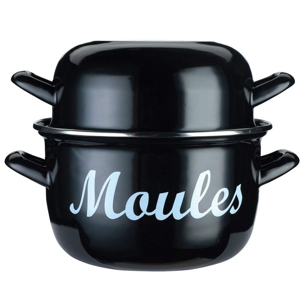 KitchenCraft World of Flavors Enamel Mussel Pot - 25cm Large Cooking Pot for Seafood, Stews & Soups | Perfect for Home Kitchens & Outdoor Cooking
