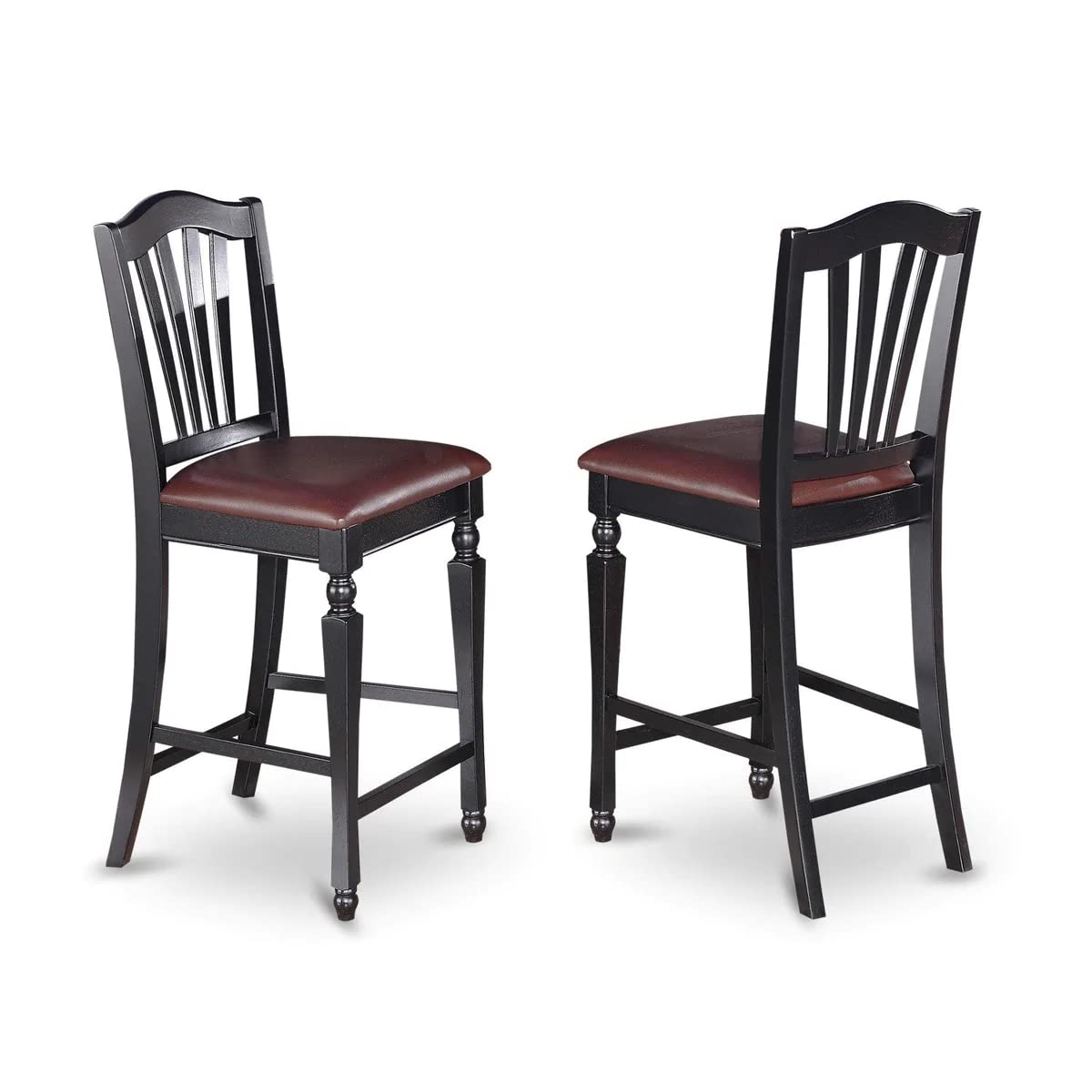 East West Furniture 5-Piece Kitchen Counter Height Dining Set - 36x36 Inch Square Table & 4 Faux Leather Chairs in Black & Cherry - Perfect for Small Spaces, Breakfast Nooks, and Modern Apartments
